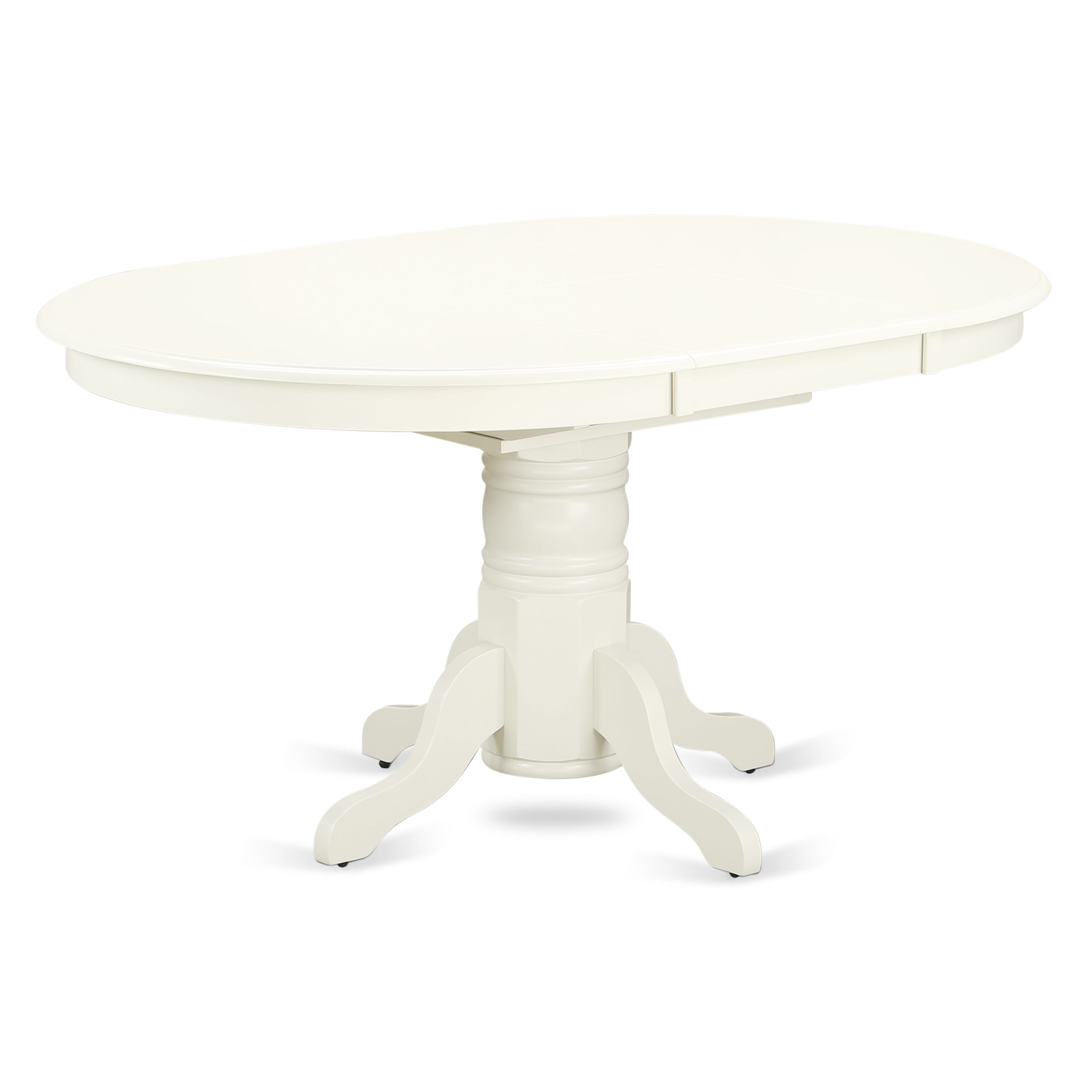 East West Furniture AVDA5-LWH-27 5 Piece Dining Set Contains an Oval Kitchen Table with Removable leaf and 4 Upholstered Parson Chairs, 42x60 Inch, linen white