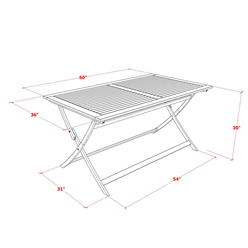 East West Furniture AEDK5CWNA 5 Piece Patio Dining Set Includes a Rectangle Outdoor Acacia Wood Table and 4 Folding Side Chairs, 36x60 Inch, Natural Oil