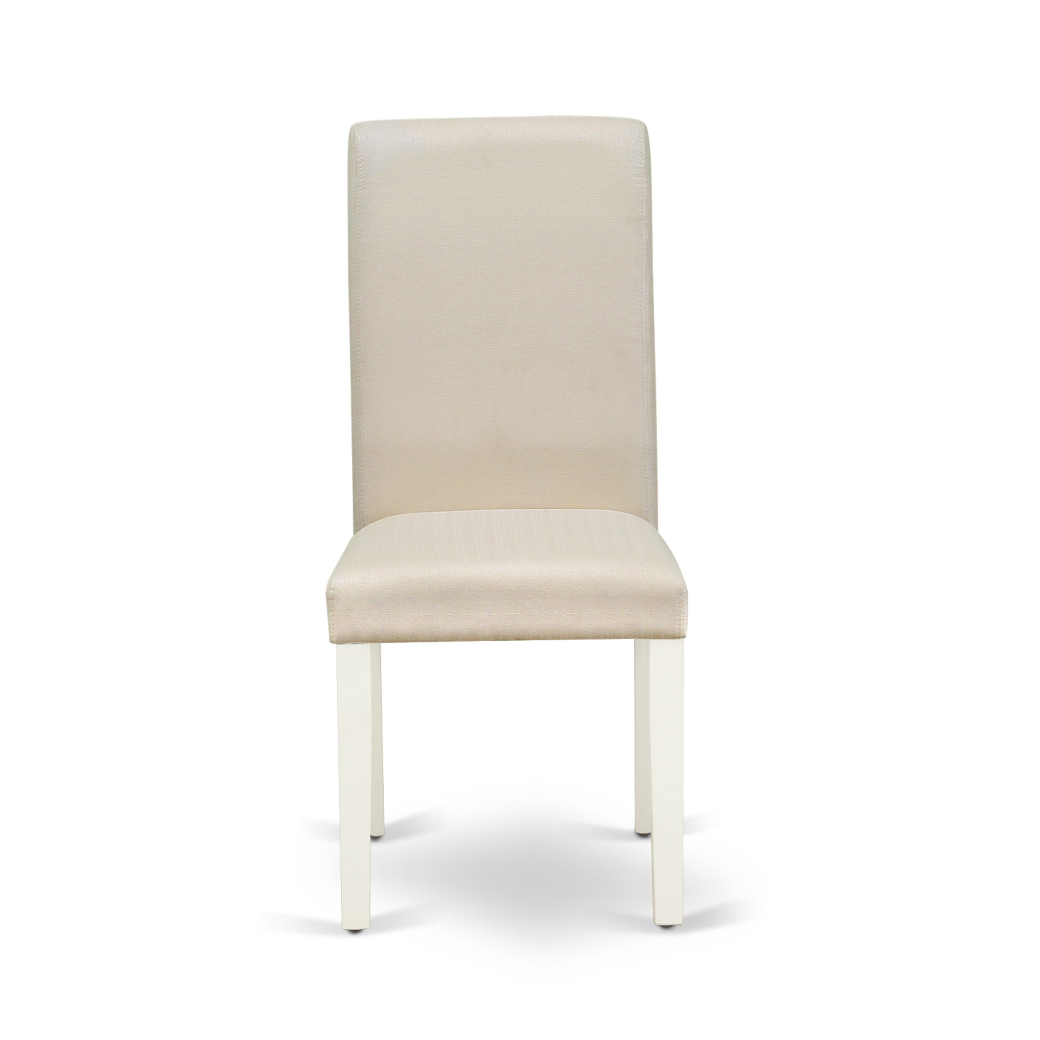 East West Furniture X027BA201-6 6-Piece Dining -Luxurious cream linen fabric Seat and High Stylish Chair Back dining room chairs, A Rectangular Bench and Rectangular top Kitchen Table with Wooden Legs - linen white and linen white Finish