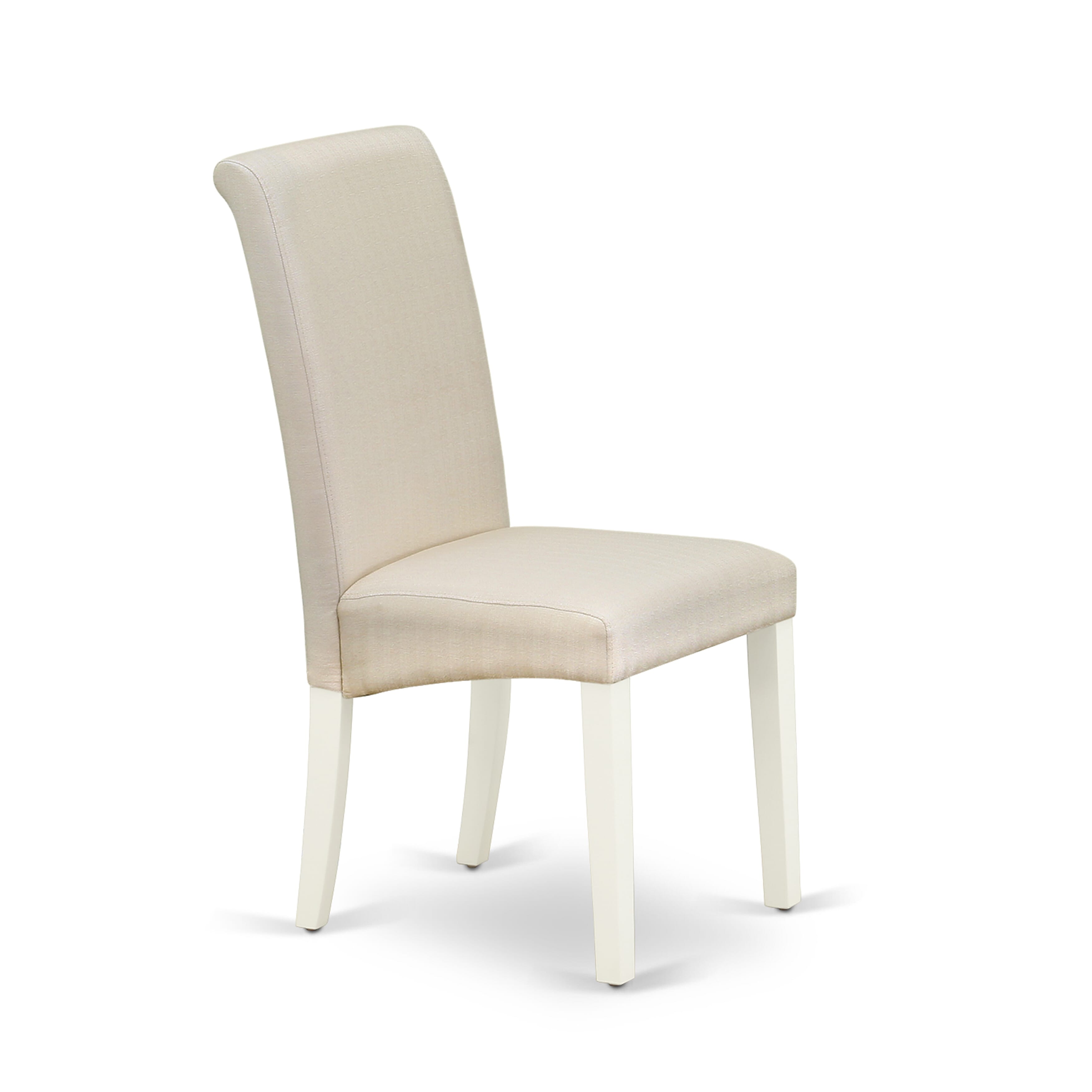 East West Furniture V027BA201-7 7-Pc Dining room Table Set a Beautiful linen white Kitchen Table top and 6 Fantastic Parson Dining Chair with High Stylish Chair Back, linen white Finish