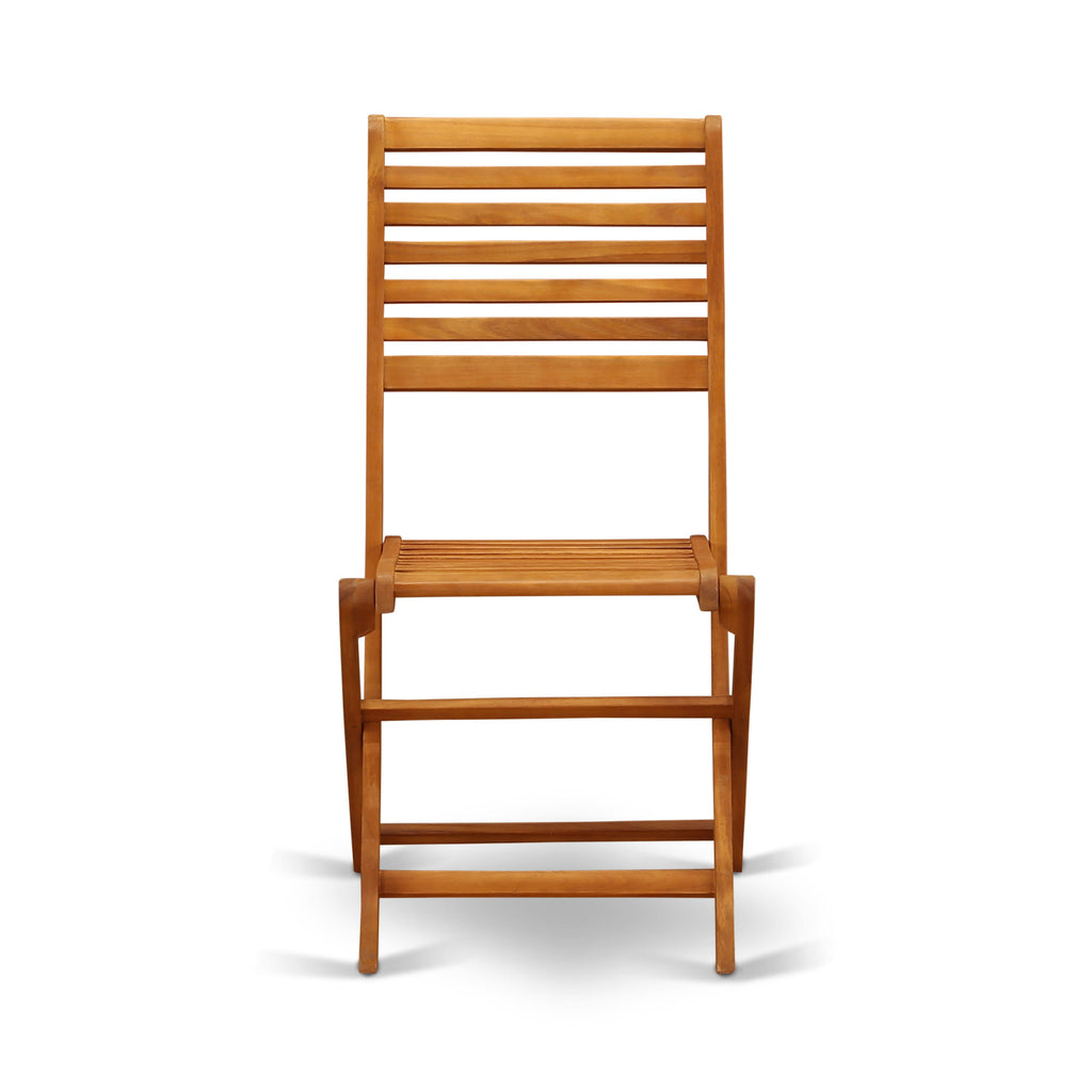 East West Furniture DEBS72CANA 7 Piece Patio Bistro Dining Set Consist of a Rectangle Outdoor Acacia Wood Table and 2 Folding Arm Chairs with 4 Side Chairs