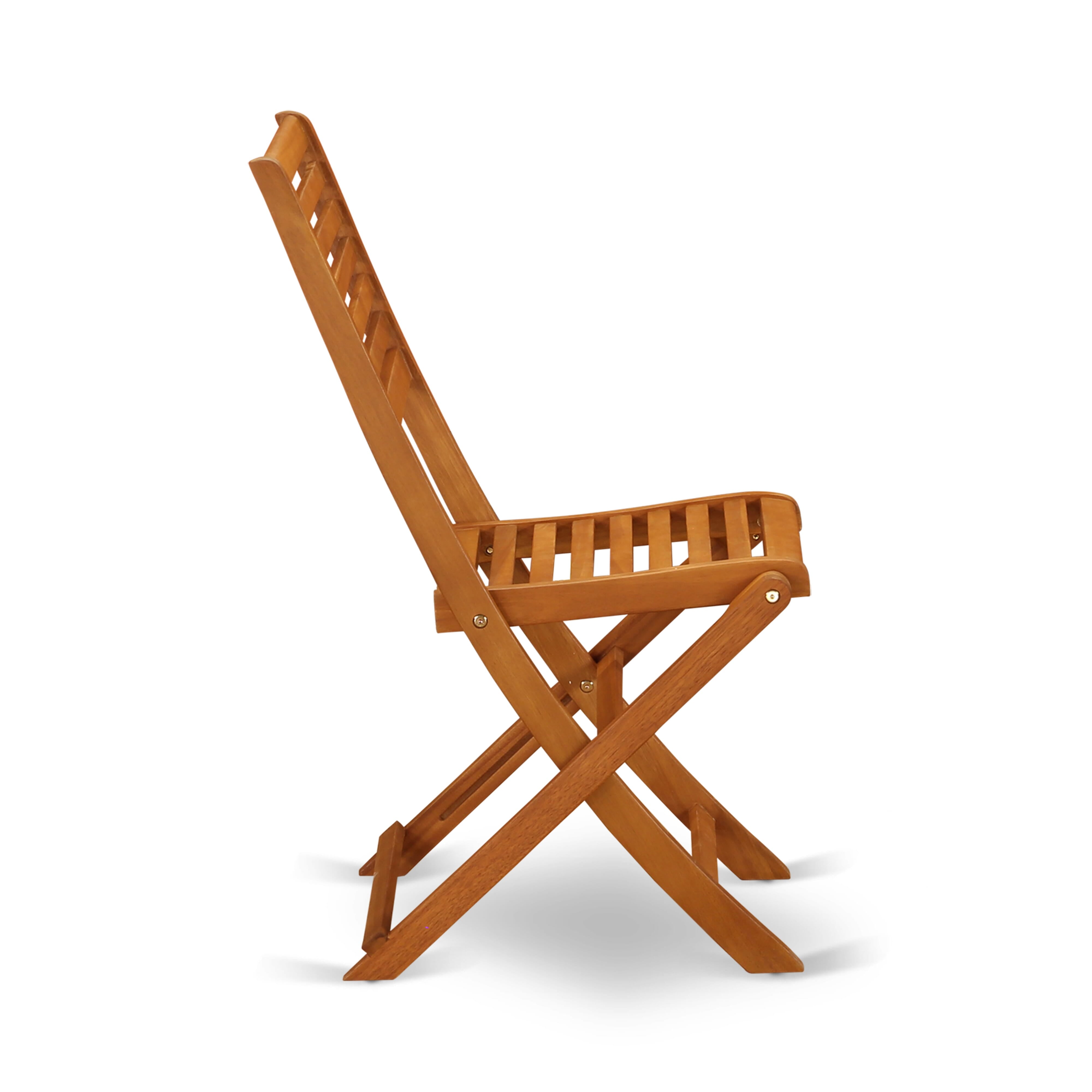 Juego de comedor estilo bistró para patio East West Furniture DECM52CANA de 5 piezas. Incluye una mesa rectangular de madera de acacia para exteriores y 2 sillas plegables con 2 sillas laterales.