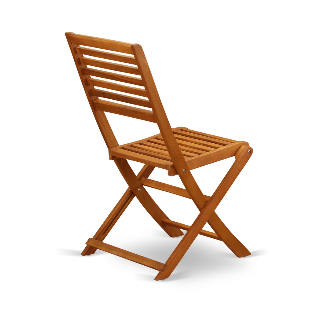 East West Furniture BSBS72CANA 7 Piece Outdoor Patio Dining Sets Consist of an Oval Acacia Wood Table and 2 Folding Arm Chairs with 4 Side Chairs