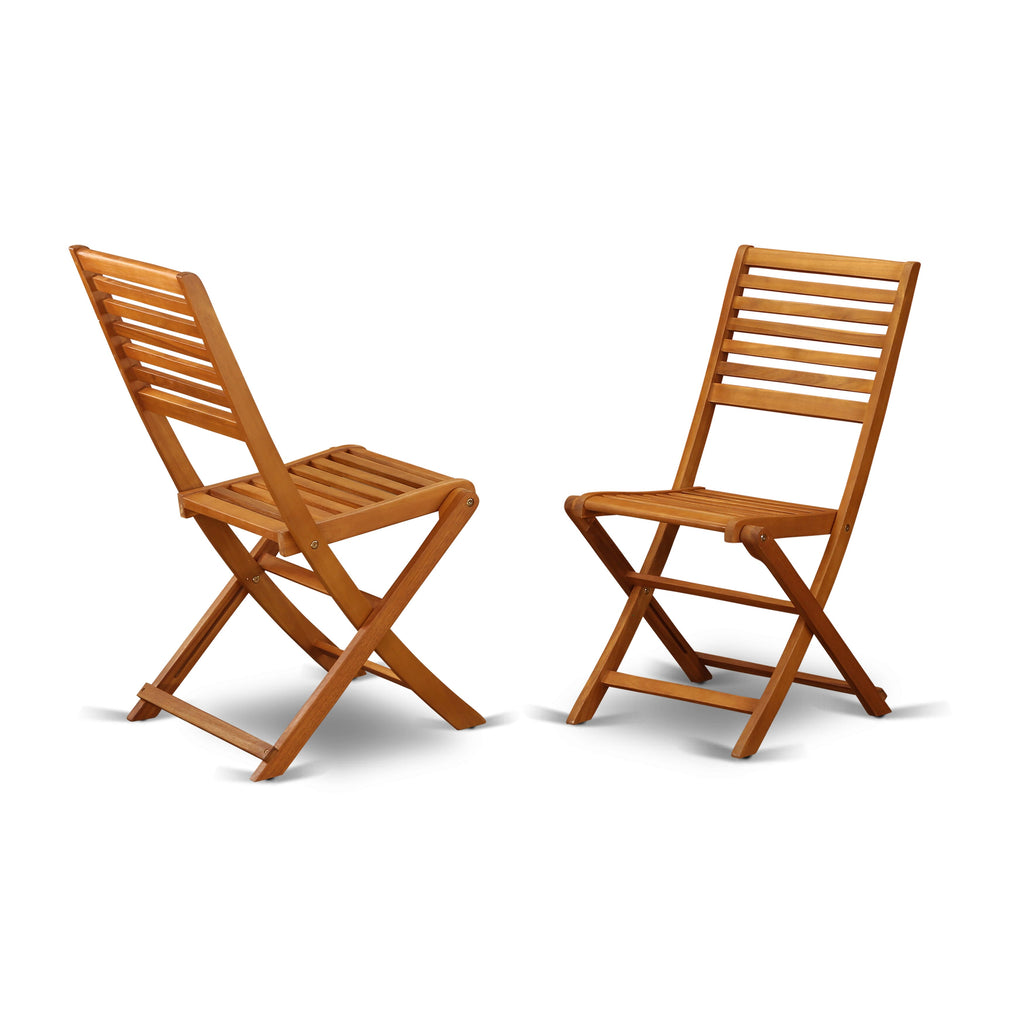 East West Furniture BSBS72CANA 7 Piece Outdoor Patio Dining Sets Consist of an Oval Acacia Wood Table and 2 Folding Arm Chairs with 4 Side Chairs