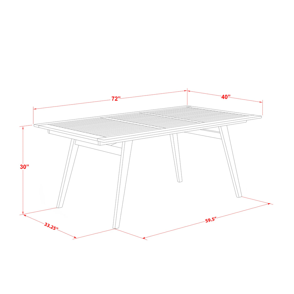 East West Furniture DEBS7CANA 7 Piece Patio Dining Set Consist of a Rectangle Outdoor Acacia Wood Table and 6 Folding Arm Chairs