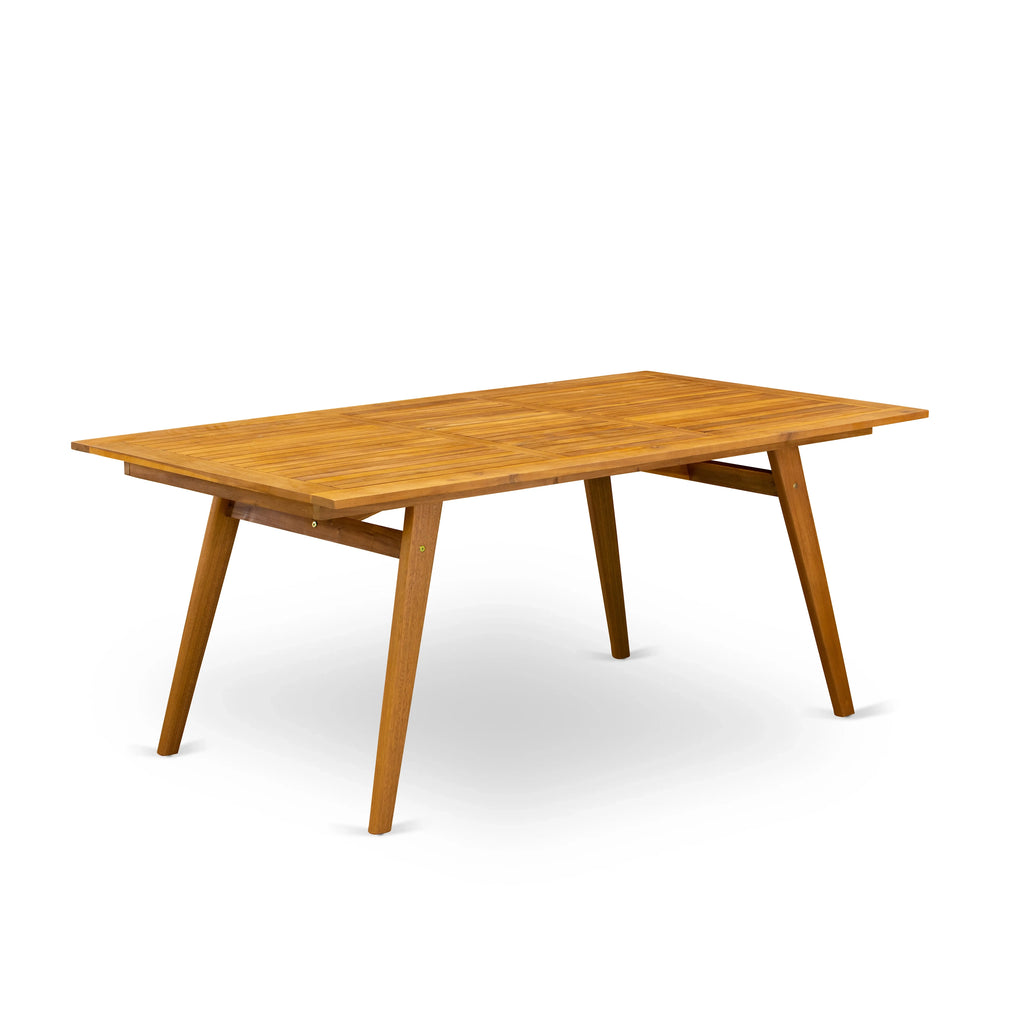 East West Furniture DEFM9CWNA 9 Piece Patio Garden Table Set Includes a Rectangle Outdoor Acacia Wood Dining Table and 8 Folding Side Chairs