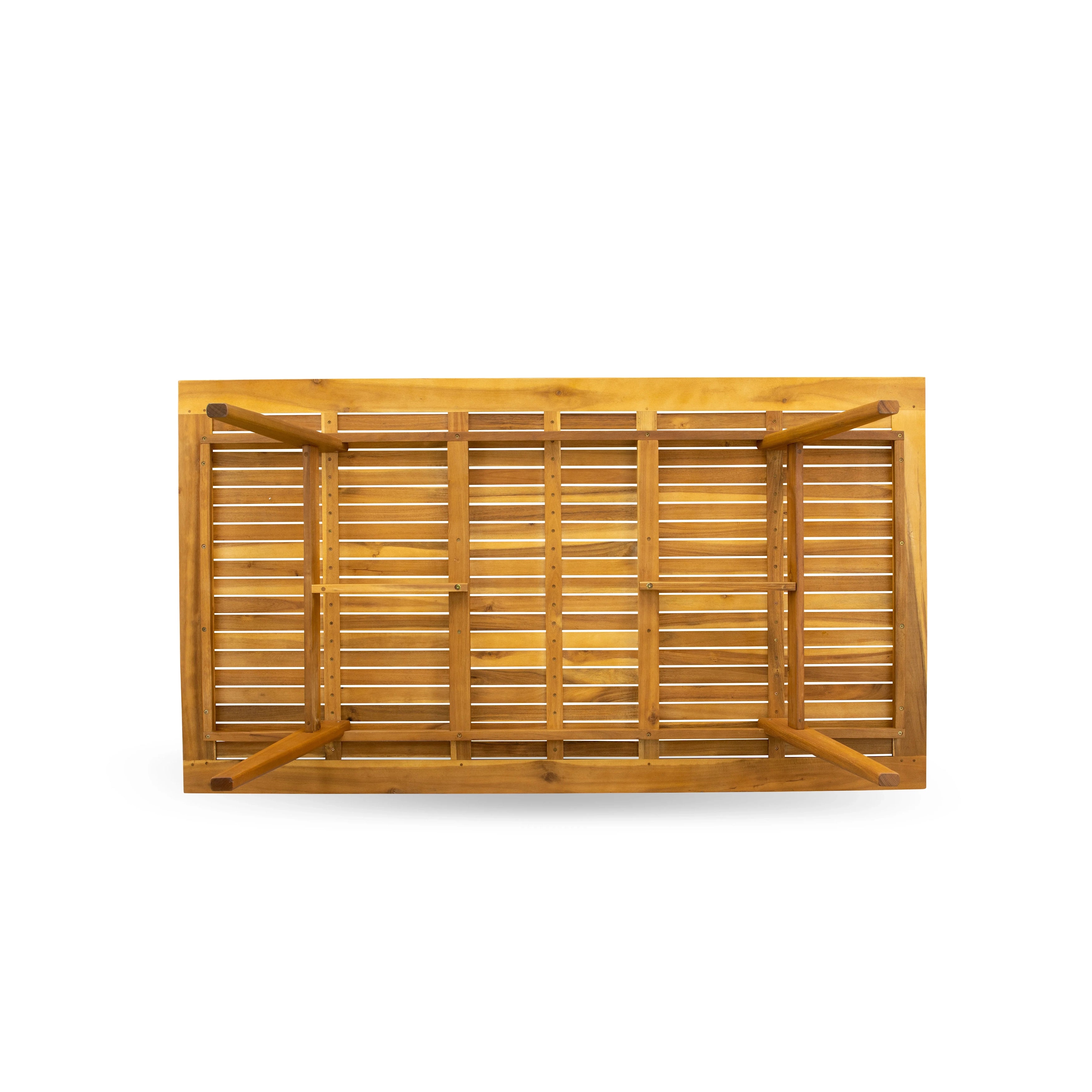Juego de comedor para patio de 7 piezas East West Furniture DEHD7CANA Incluye una mesa rectangular de madera de acacia para exteriores y 6 sillas plegables