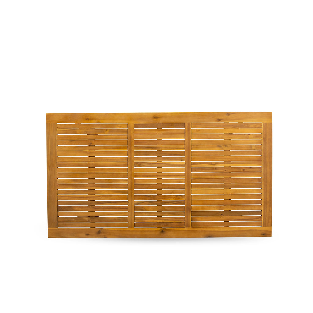 Conjunto de comedor para patio al aire libre de 5 piezas East West Furniture DEFM5CWNA Incluye una mesa rectangular de madera de acacia y 4 sillas laterales plegables