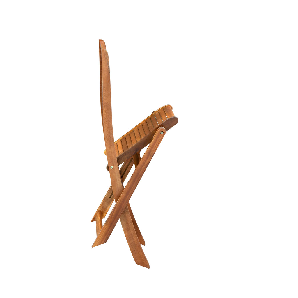 Conjunto de comedor para patio al aire libre de 5 piezas East West Furniture DEFM5CWNA Incluye una mesa rectangular de madera de acacia y 4 sillas laterales plegables
