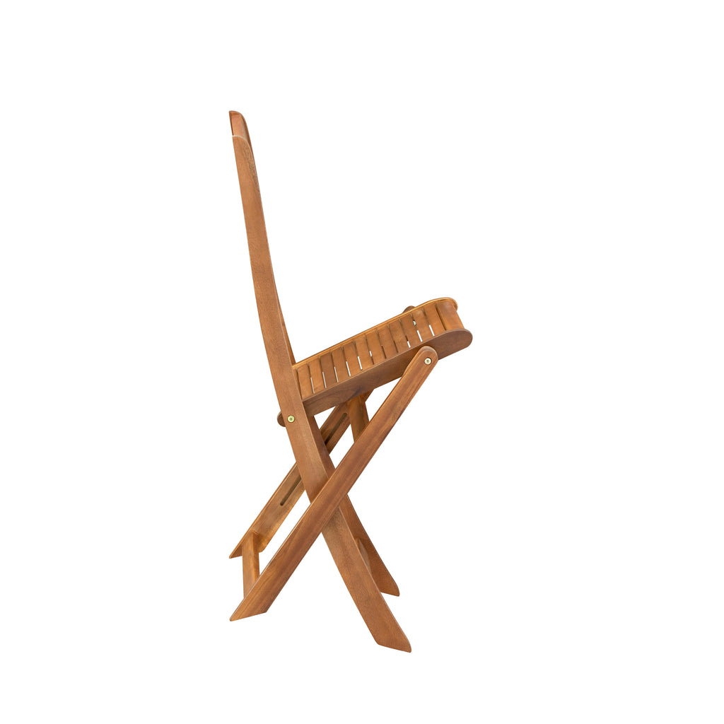 Juego de comedor para patio de 7 piezas East West Furniture DEFM7CWNA compuesto por una mesa rectangular de madera de acacia para exteriores y 6 sillas laterales plegables.