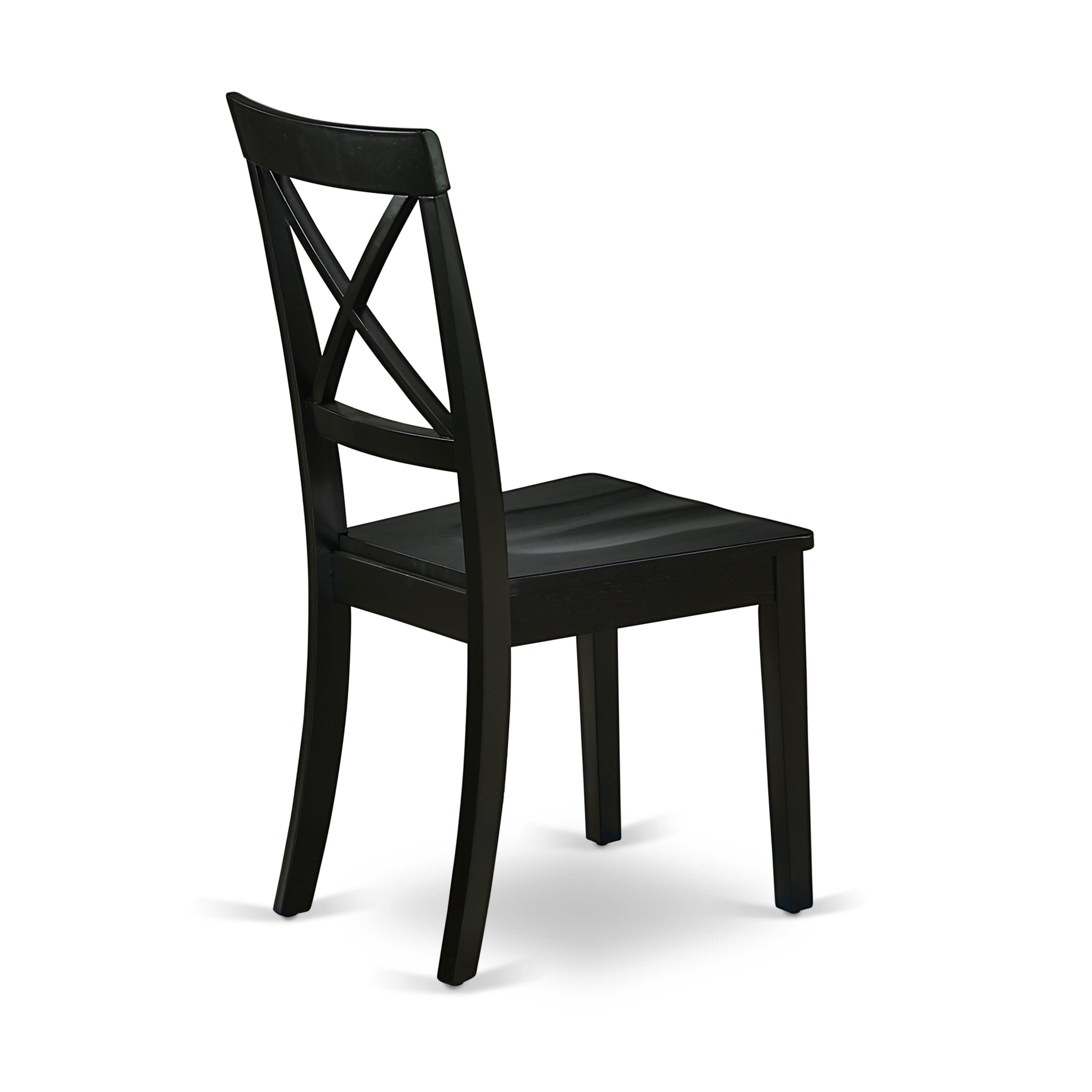 Luxe by East West Furniture 48BO3-109-W 3-piece mid-century kitchen set Consists a pedestal dining table and 2 X-Back kitchen chairs, Black finish.