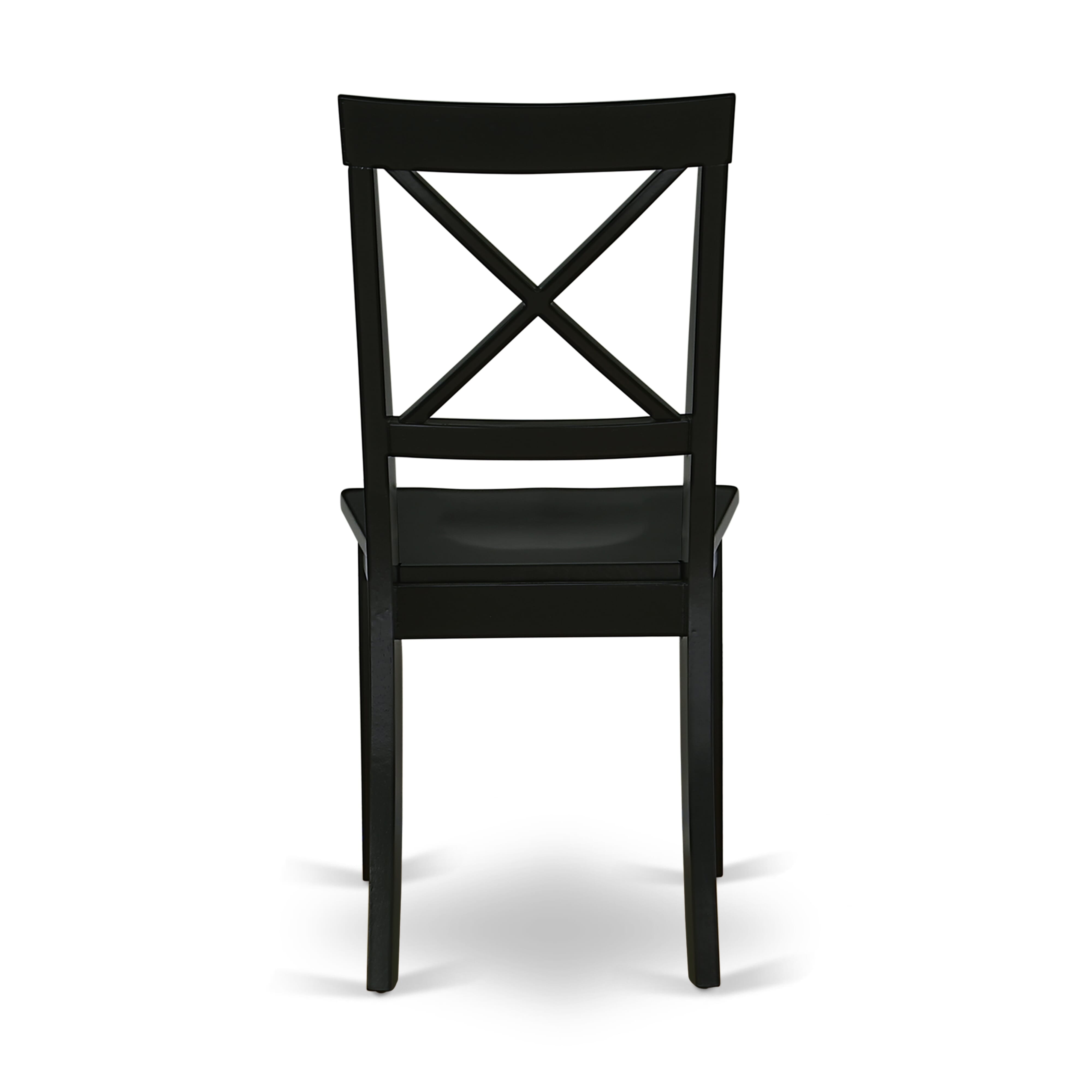 Luxe by East West Furniture 42BO3-103-W -3 pc Dining Room Set consists of a Round Table and 2 Wooden Mid Century Modern Chair with X-Back - Wire brushed Black