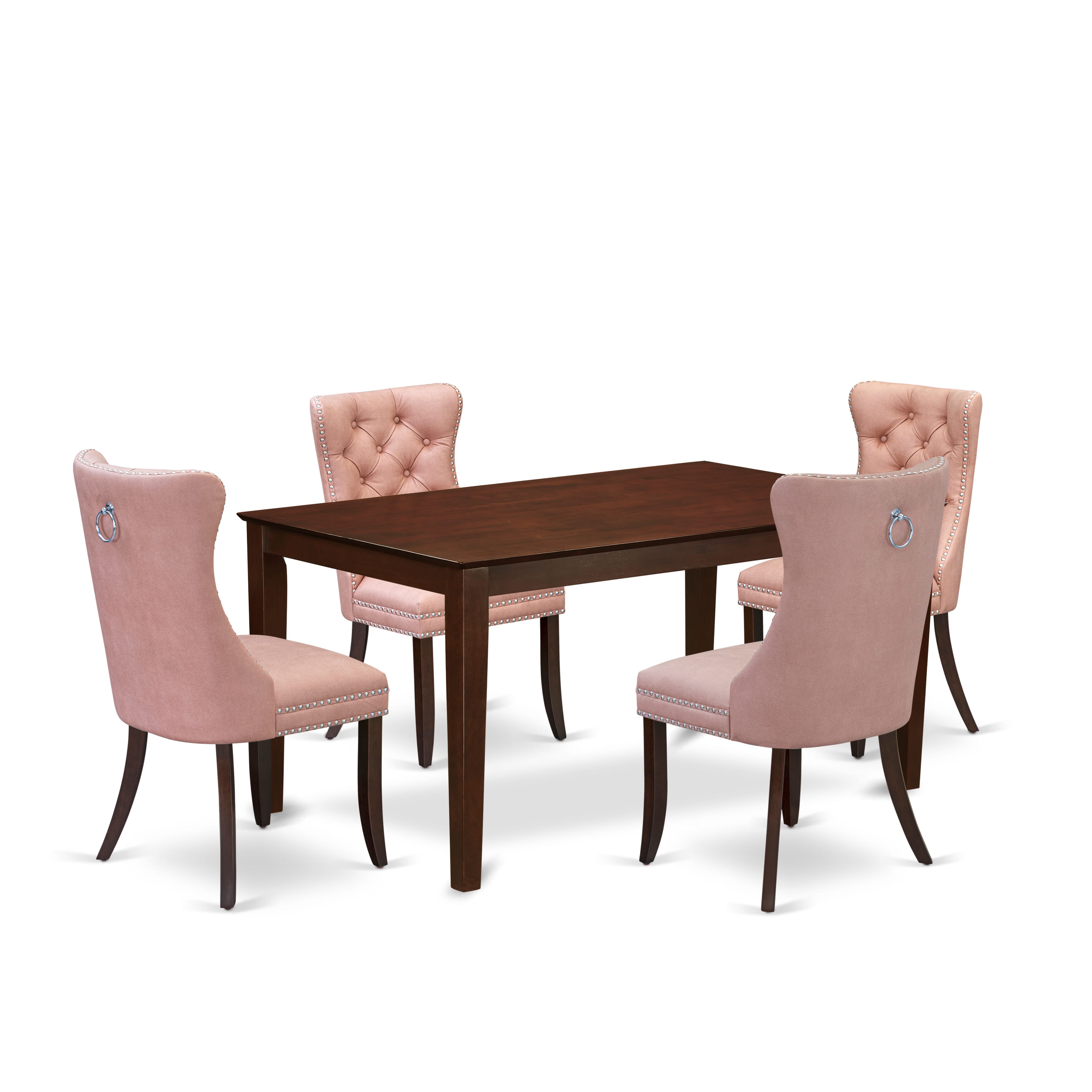 East West Furniture CADA5-MAH-23 5 Piece Dining Room Furniture Set Consists of a Rectangle Kitchen Table and 4 Upholstered Parson Chairs, 36x60 Inch, Mahogany