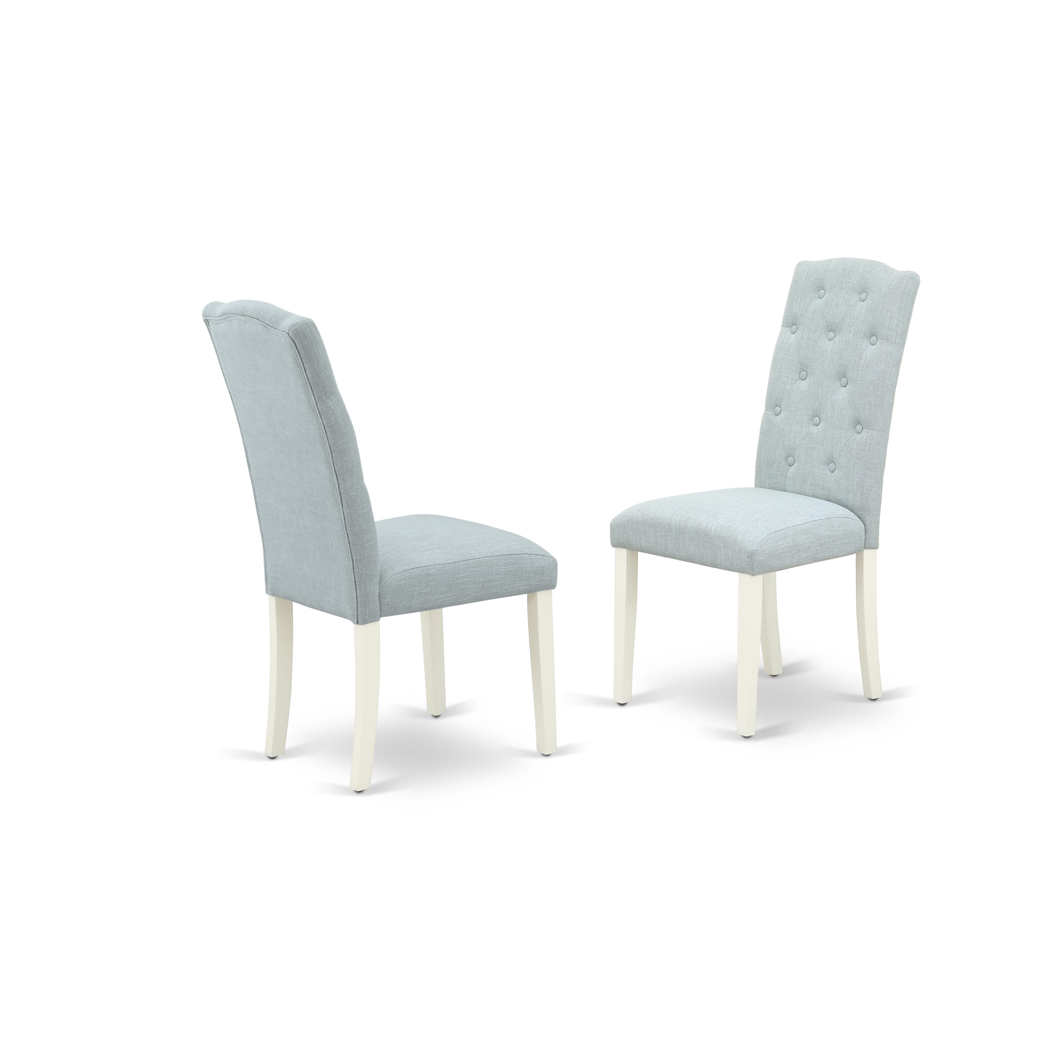 East West Furniture X026CE215-7 7-Pc Dining room Table Set a Wonderful linen white Kitchen Table top and 6 Wonderful Parson Dining chairs with Button Tufted, linen white Finish
