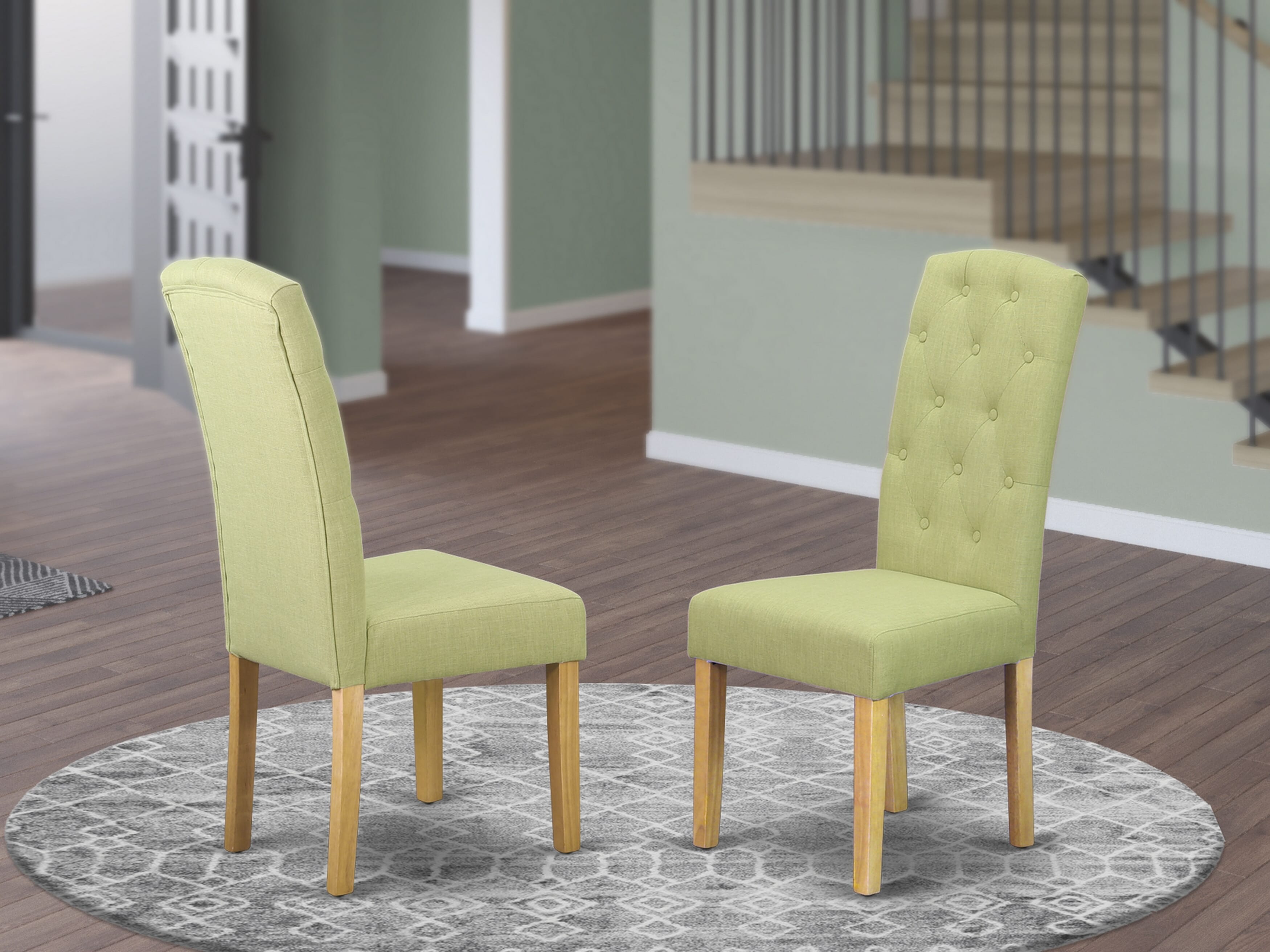 Celina parson Chair with Oak Finish Leg and Linen fabric-Lime Light Color