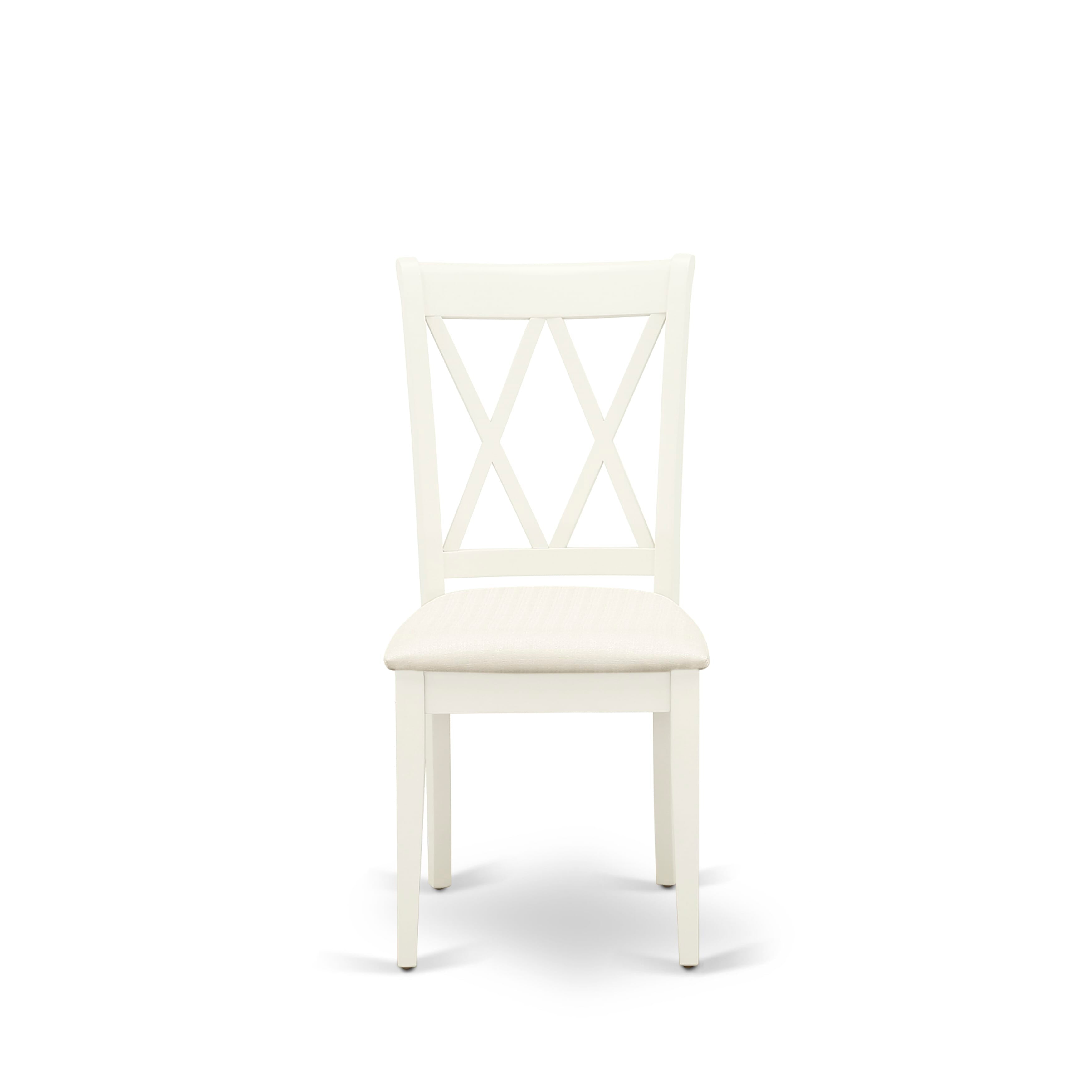 Luxe by East West Furniture 48CL3-204-C 3-Pc Mid Century Dining Set Include a Table with Veined Marble Pattern Tabletop and 2 Linen white Linen Fabric Chairs, Linen white