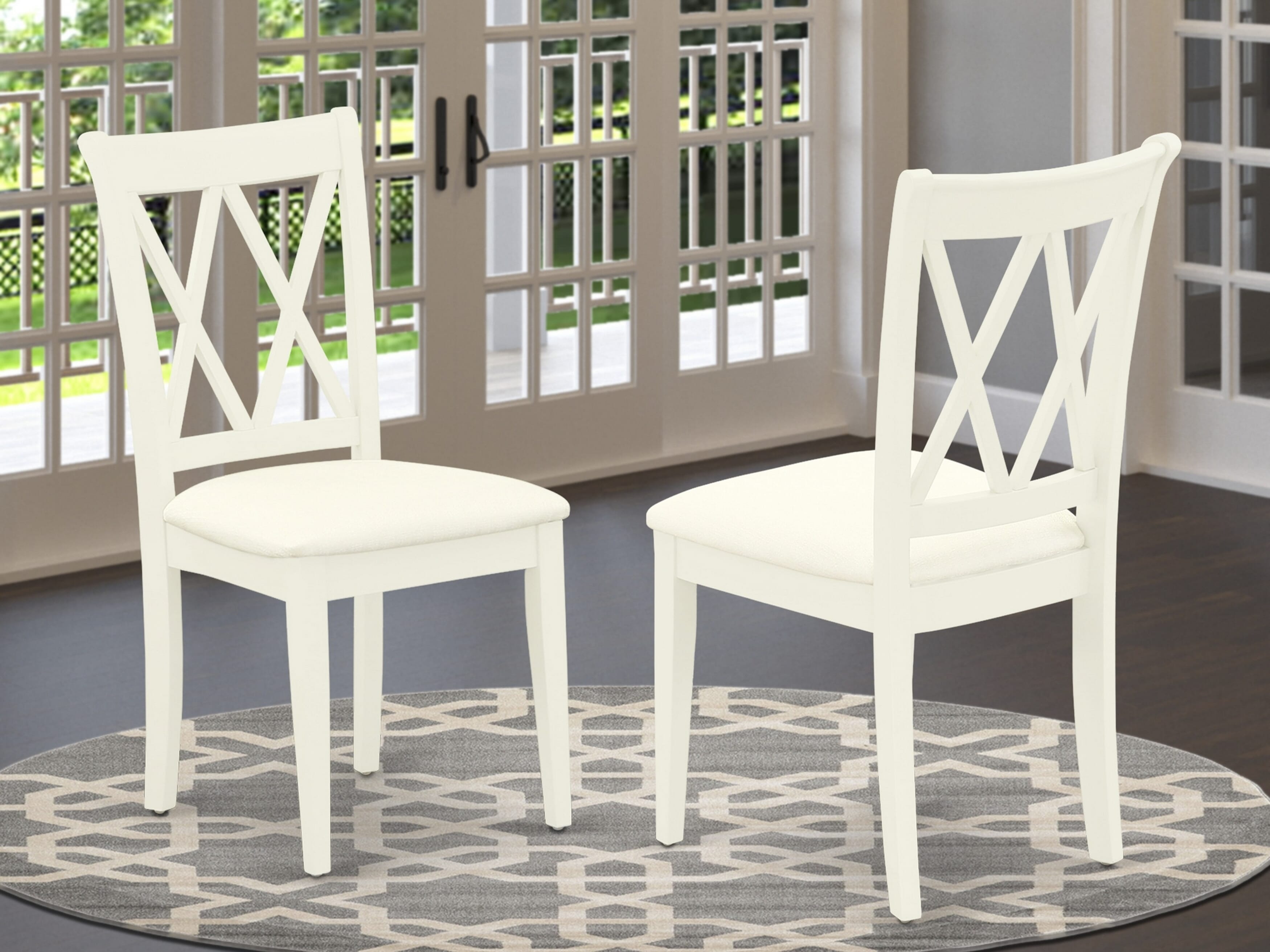 Luxe by East West Furniture 48CL5-204-C 5-Pc Dining Room Table Set Include a Dining Table with Veined Marble Pattern Tabletop and 4 Linen white Linen Fabric Chairs, Linen white