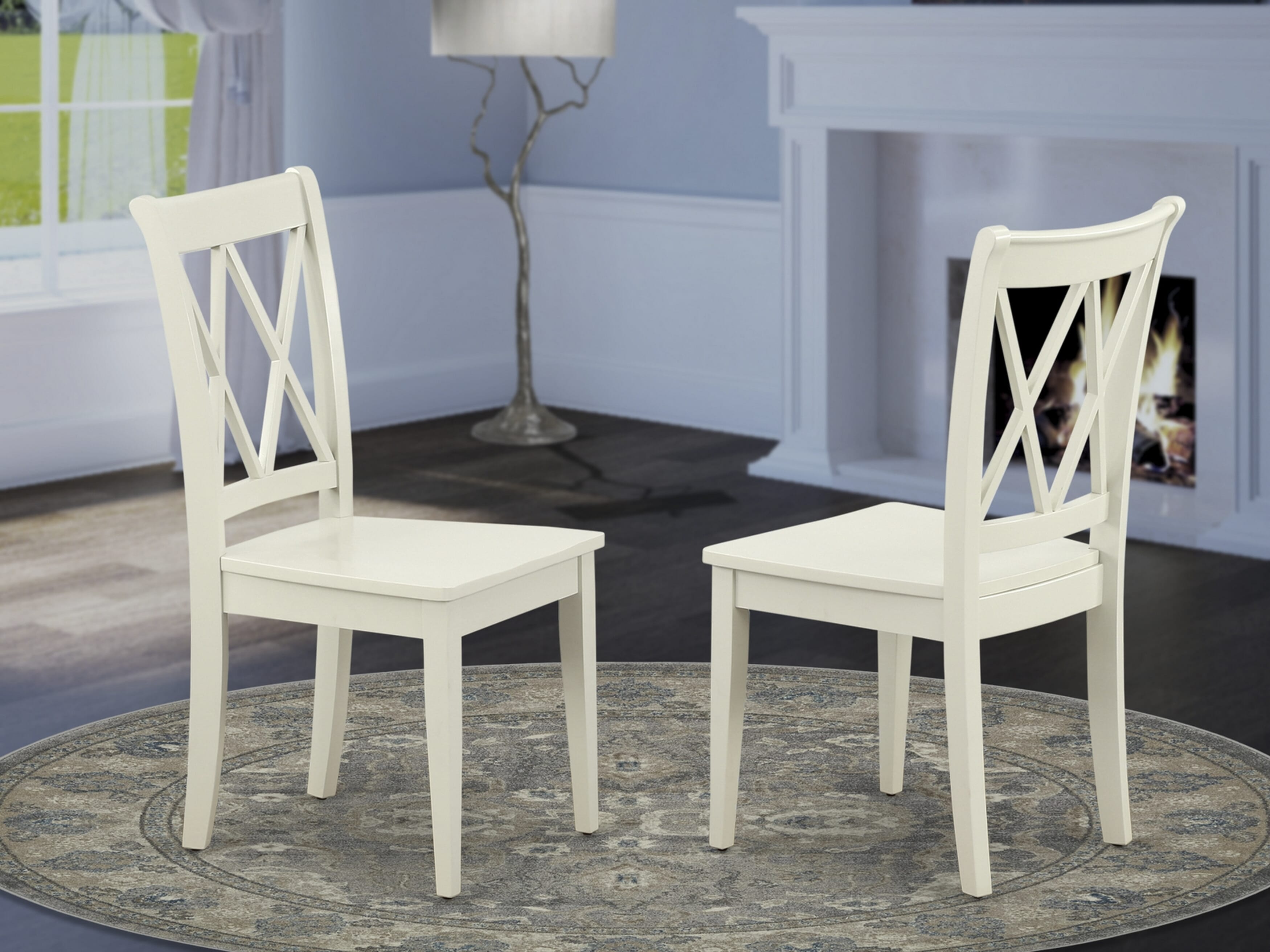 Luxe by East West Furniture 48CL5-204-W 5-Pc Modern Dining Table Set Include a Dining Table with Veined Marble Pattern Tabletop and 4 Wooden Chairs, Linen white