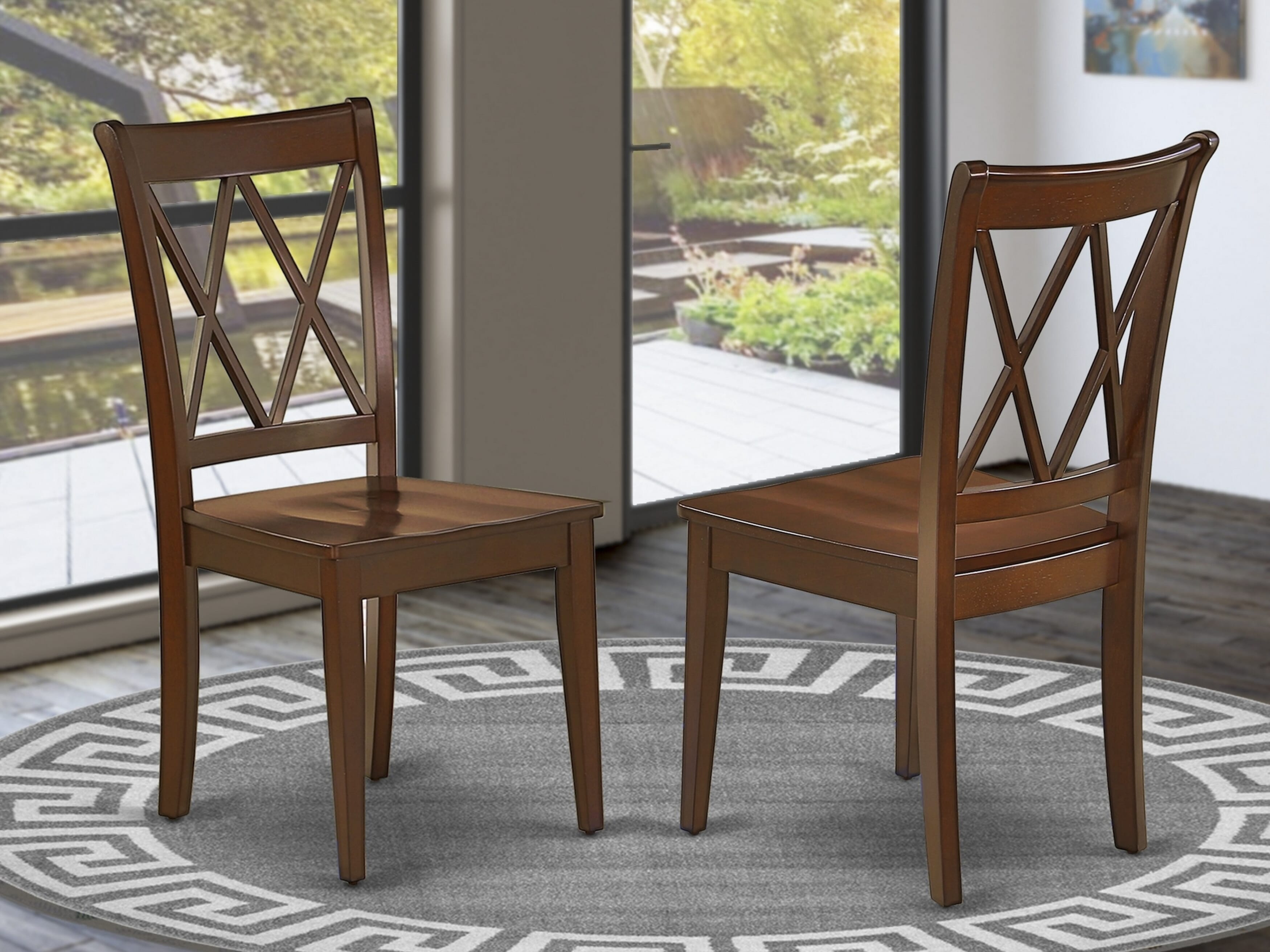 Luxe by East West Furniture 48CL5-312-W 5-Pc Modern Dining Table Set Include a Dining Table with Rippled Sand Marble Pattern Tabletop and 4 Wooden Chairs, Mahogany