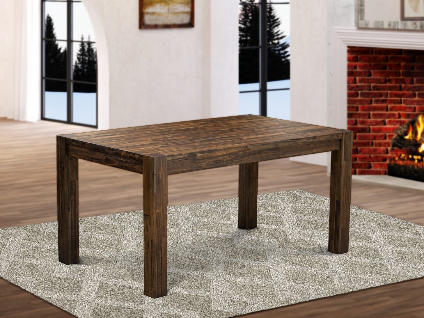 East West Furniture CNAS5-07-T25 5 Piece Dinner Table Set consists A Kitchen Table and 4 Black Textured
Faux Leather Dinner Chairs, Distressed Jacobean