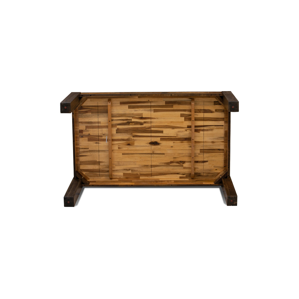 Juego de muebles de comedor de 5 piezas East West Furniture CNVE5-77-03 Incluye una mesa de comedor rectangular de madera rústica y 4 sillas tapizadas en tela de lino marrón