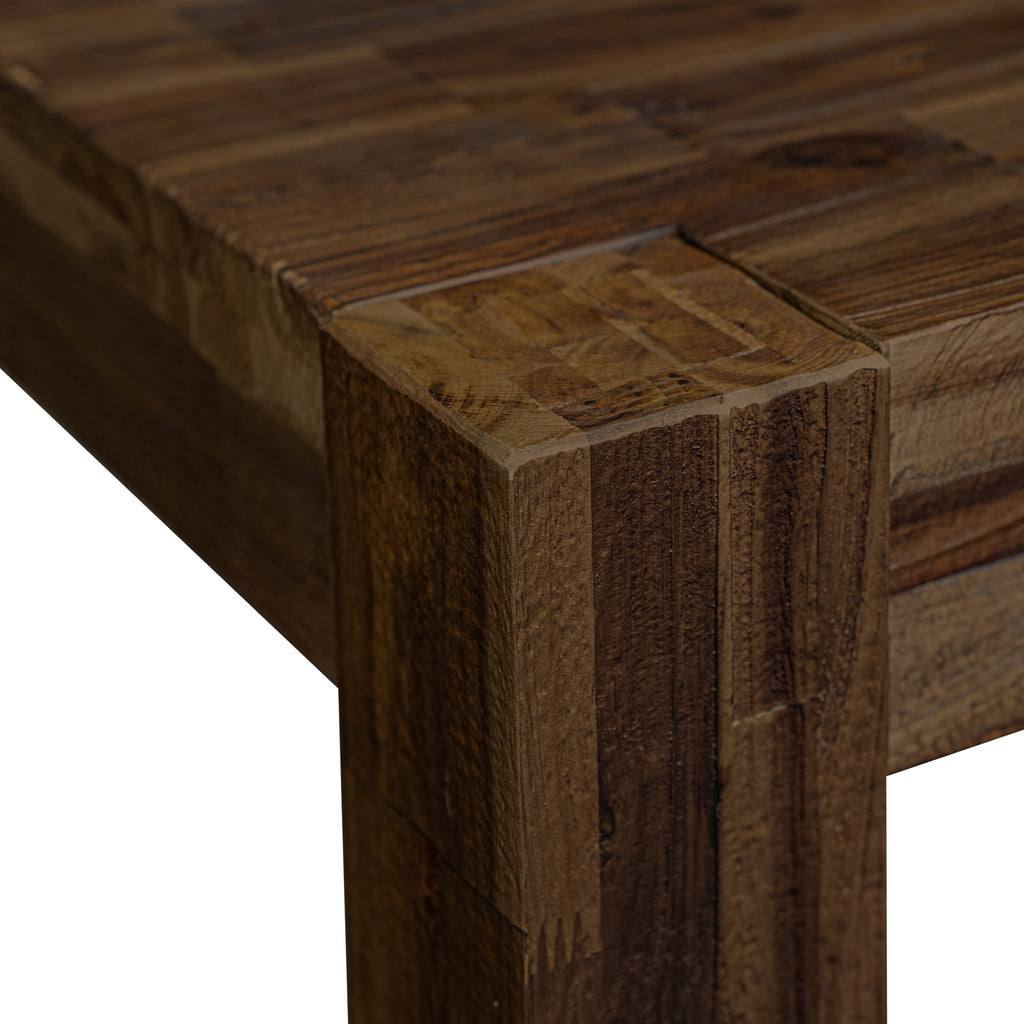 East West Furniture CNVE7-77-21 7 Piece Modern Dining Table Set Consist of a Rectangle Rustic Wood Wooden Table and 6 Blue Color Linen Fabric Upholstered Chairs