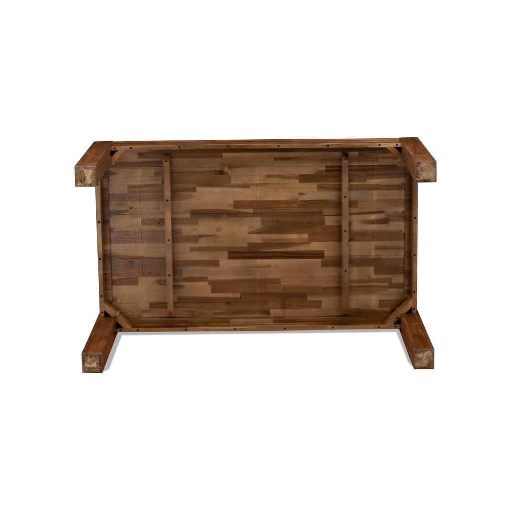 Juego de mesa de cocina de 5 piezas East West Furniture CNLA5-N8-05 para 4 personas. Incluye una mesa de comedor rectangular de madera rústica y 4 sillas tapizadas en tela de lino gris.