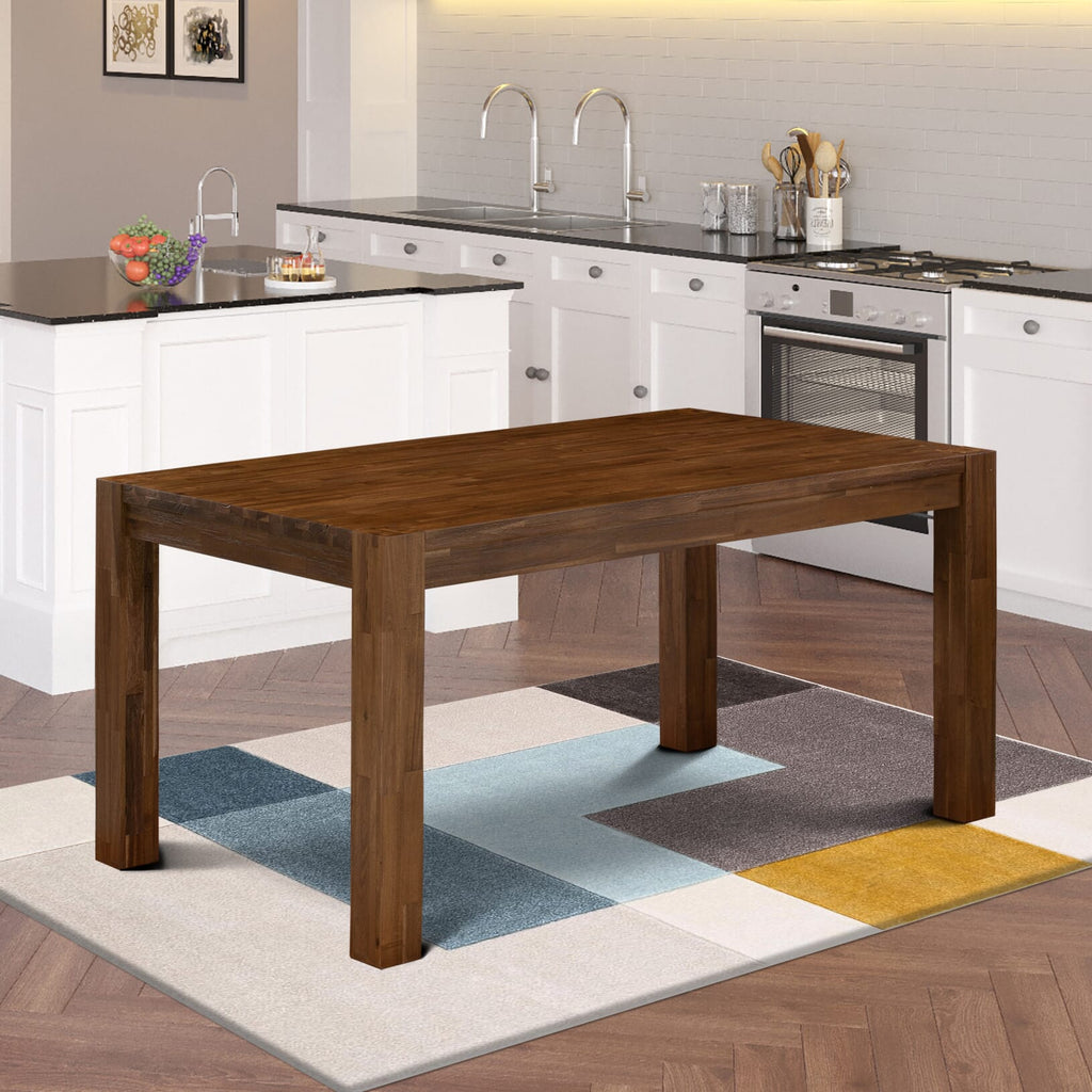 East West Furniture CNDA7-0N-T23 7 Piece Kitchen Table Set Includes a Rectangle Rustic Wood Table and 6 Upholstered Parson Chairs, 36x60 Inch, Sandblasting Antique Walnut