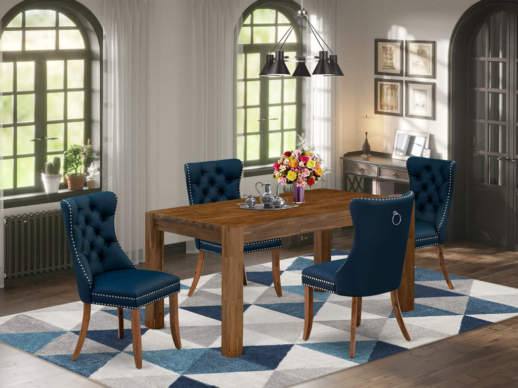 East West Furniture CNDA5-0N-T29 5 Piece Modern Dining Set Consists of a Rectangle Rustic Wood Kitchen Table and 4 Padded Chairs, 36x60 Inch, Sandblasting Antique Walnut