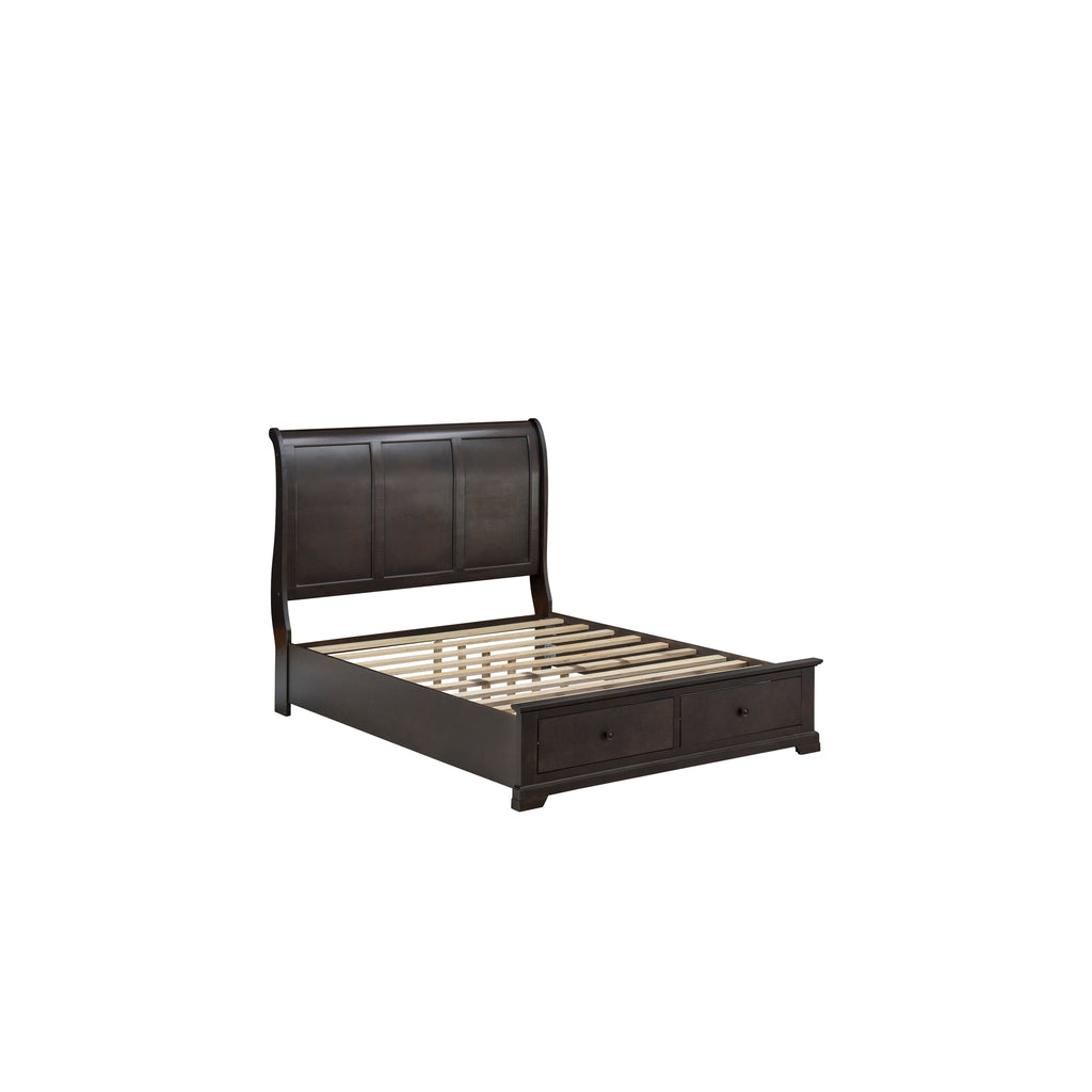 East West Furniture CO21-Q00DM0 Cordova 3-PC Bedroom Set Contains a Platform Bed, Mid Century Modern Mirror and a Bedroom Dresser with 6 Drawers - Wire Brushed Walnut Finish