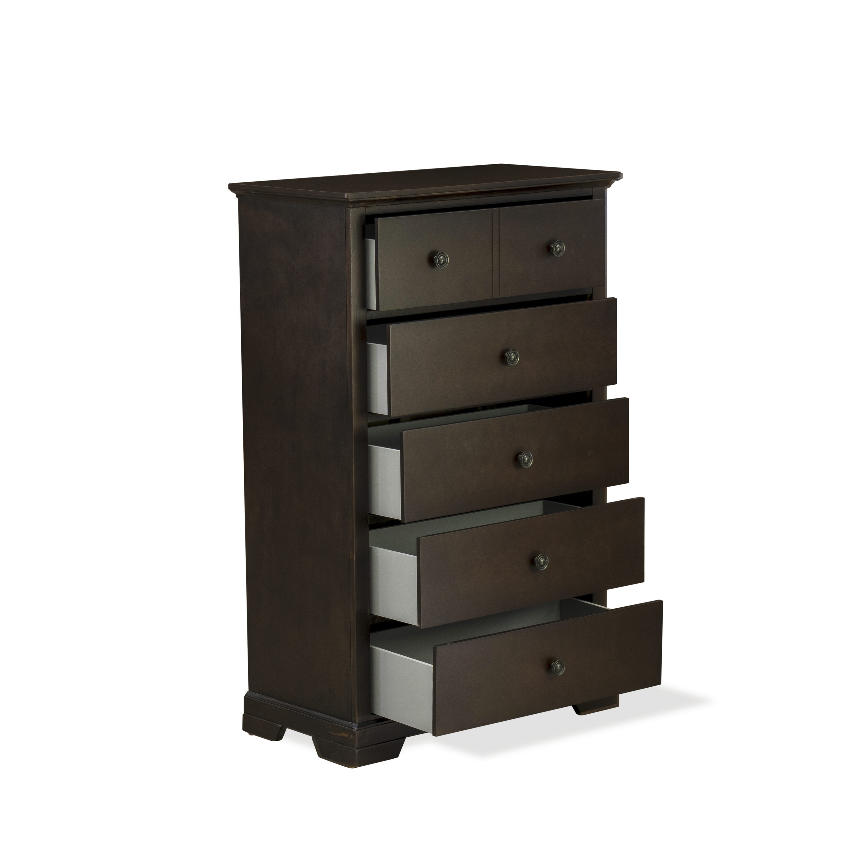 EAST WEST FURNITURE - COC-21 - 1-Pc Cordova Small Chest of Drawers - 6 Drawer Chest, Stable and Sturdy Construction - Wire Brushed Walnut Finish