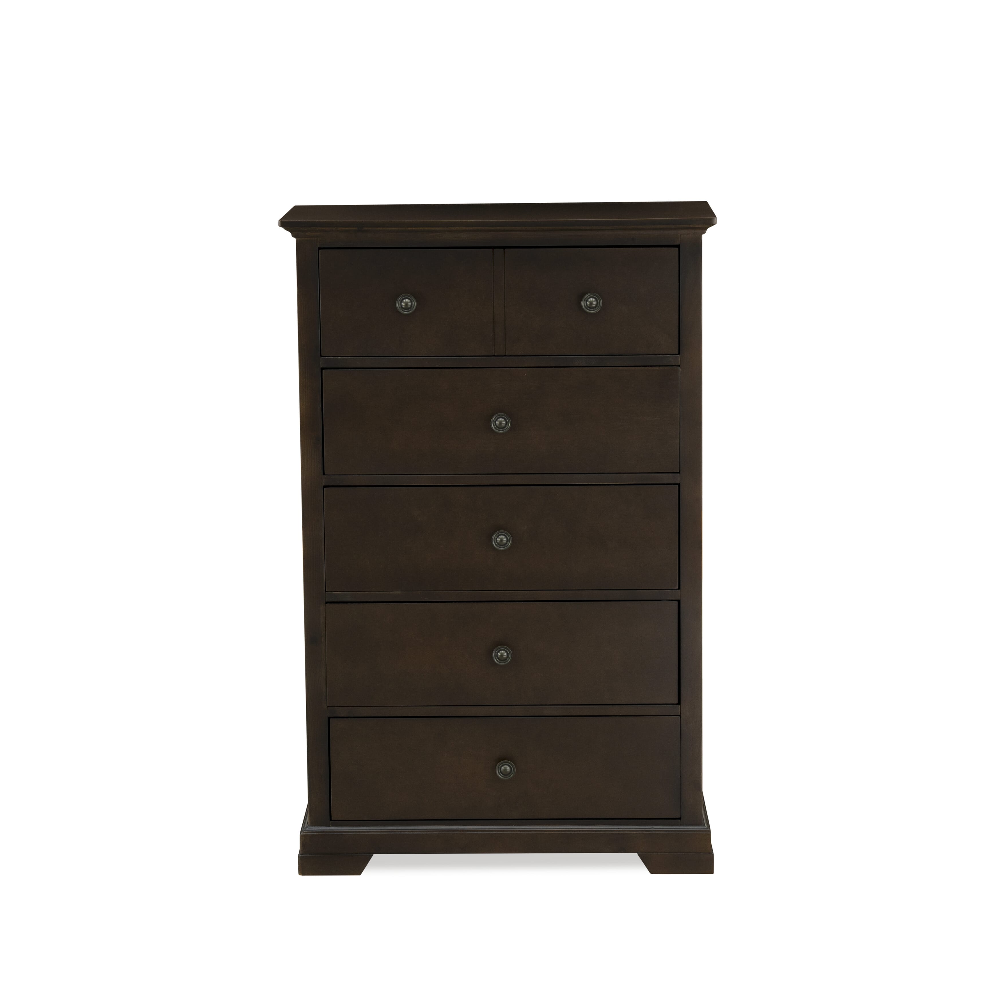 EAST WEST FURNITURE - COC-21 - 1-Pc Cordova Small Chest of Drawers - 6 Drawer Chest, Stable and Sturdy Construction - Wire Brushed Walnut Finish