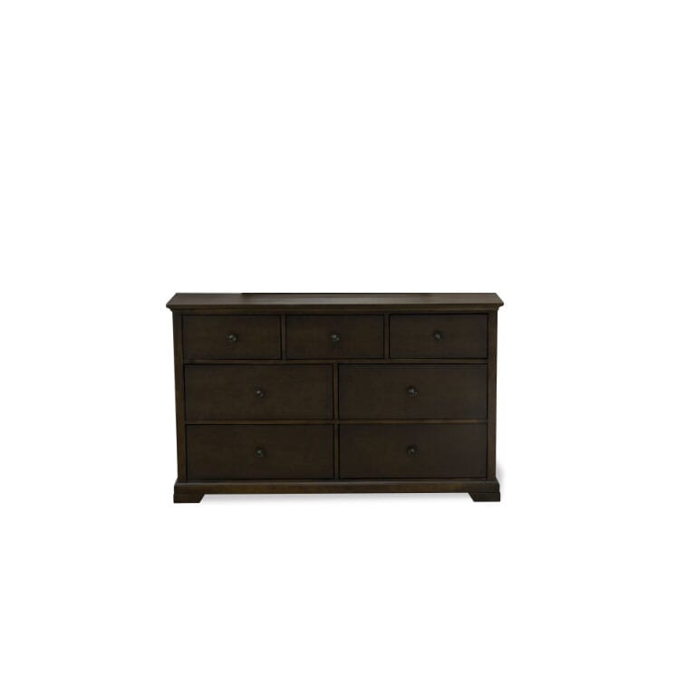 EAST WEST FURNITURE - COD-21 - 1-Piece Cordova Dresser for Bedroom with 7 Drawers - Mid Century Modern Dresser in High Quality Construction - Wire Brushed Walnut Finish