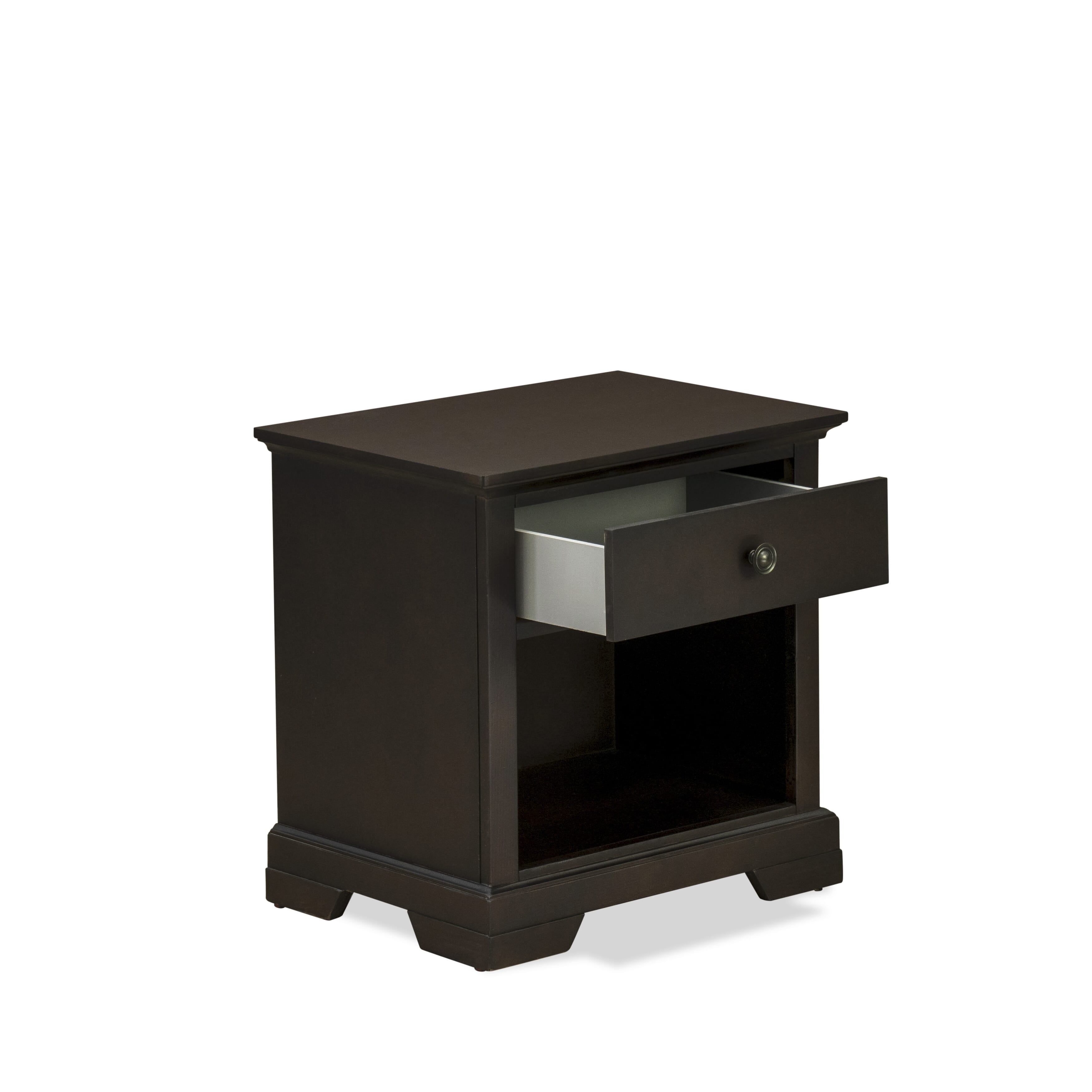 EAST WEST FURNITURE - CON-21 - Mid Century Modern Nightstand with Drawer for any Bedroom, Stable and Sturdy Construction - Wire Brushed Walnut Finish