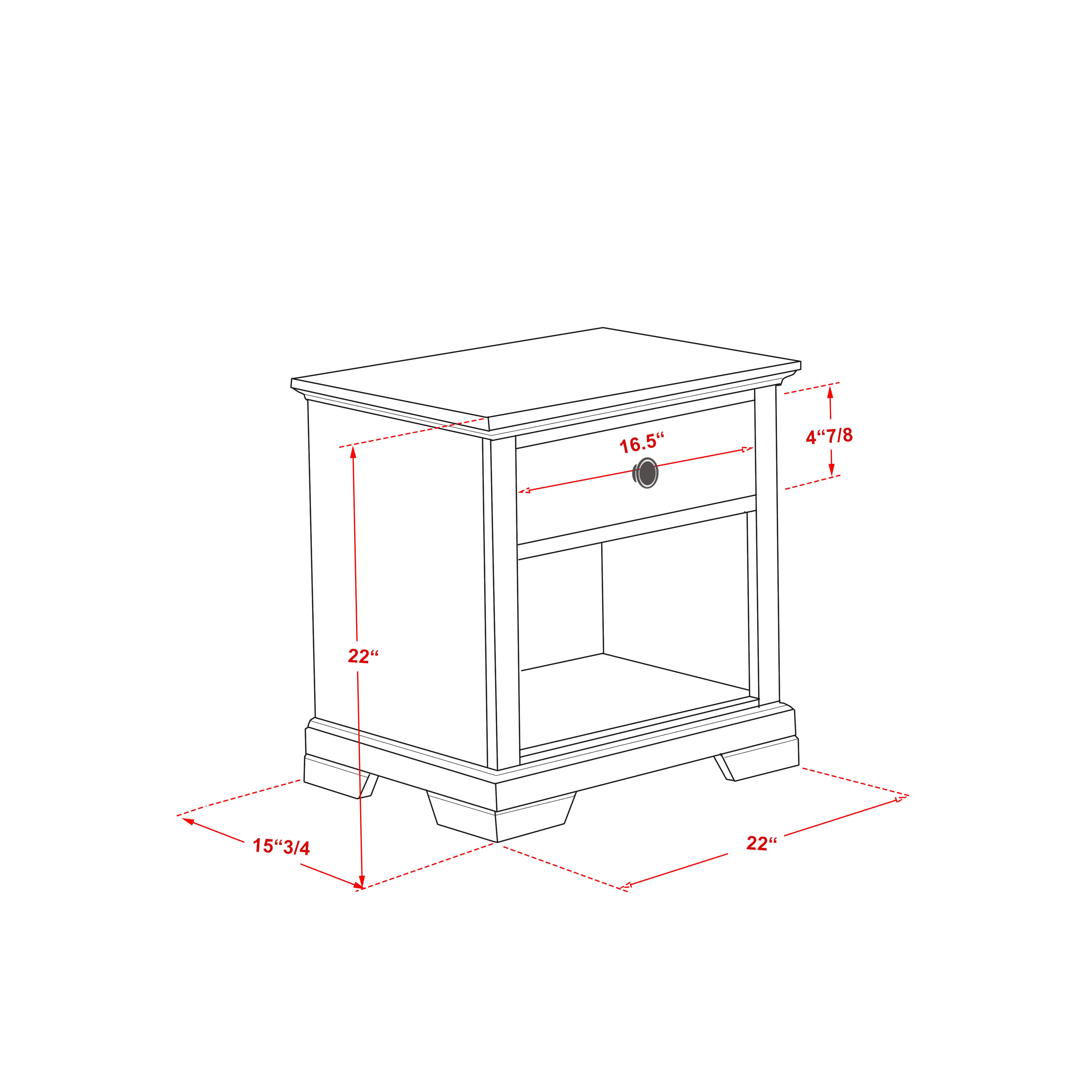 EAST WEST FURNITURE - CON-21 - Mid Century Modern Nightstand with Drawer for any Bedroom, Stable and Sturdy Construction - Wire Brushed Walnut Finish