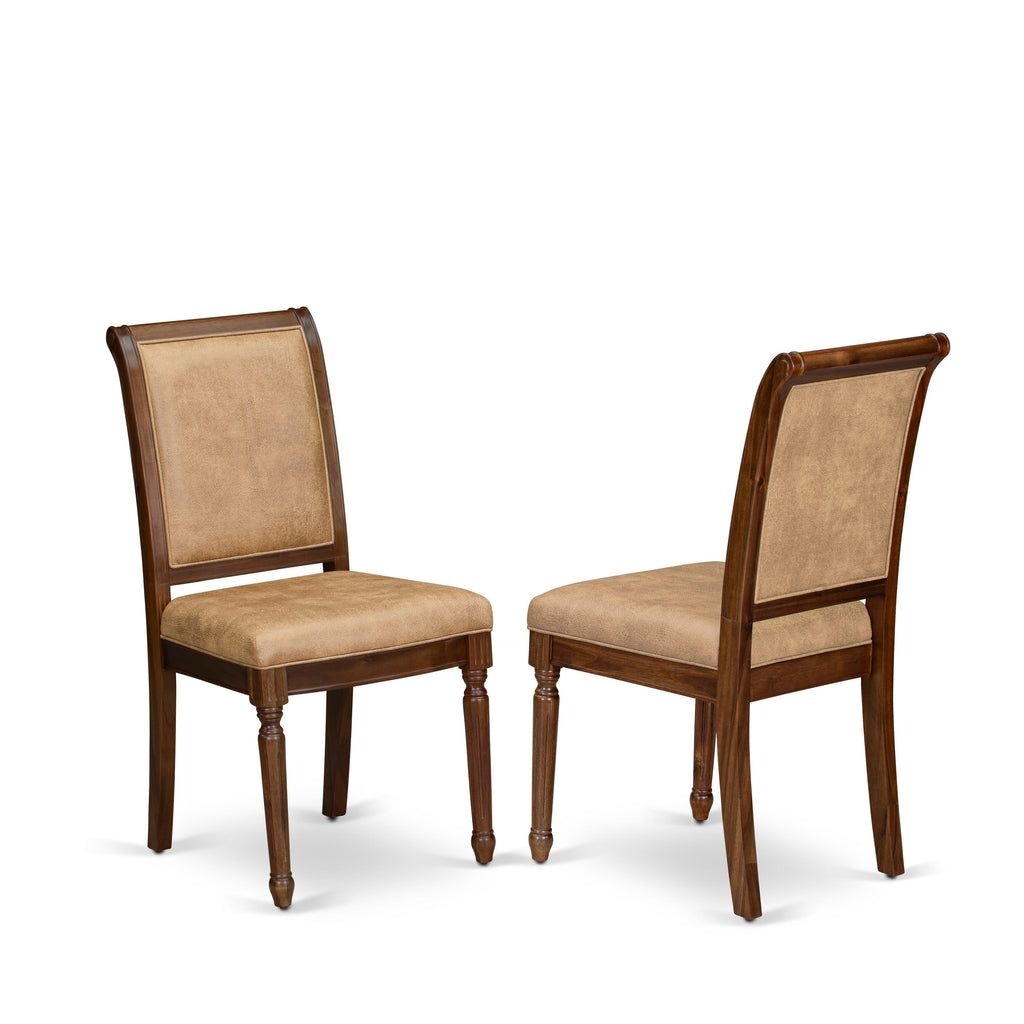 Luxe by East West Furniture LKCY5-AWA-28 5-piece Kitchen Table Set includes a Dining Table and 4 Beige PU Leather Dining Room Chairs with High Back - Antique Walnut Finish