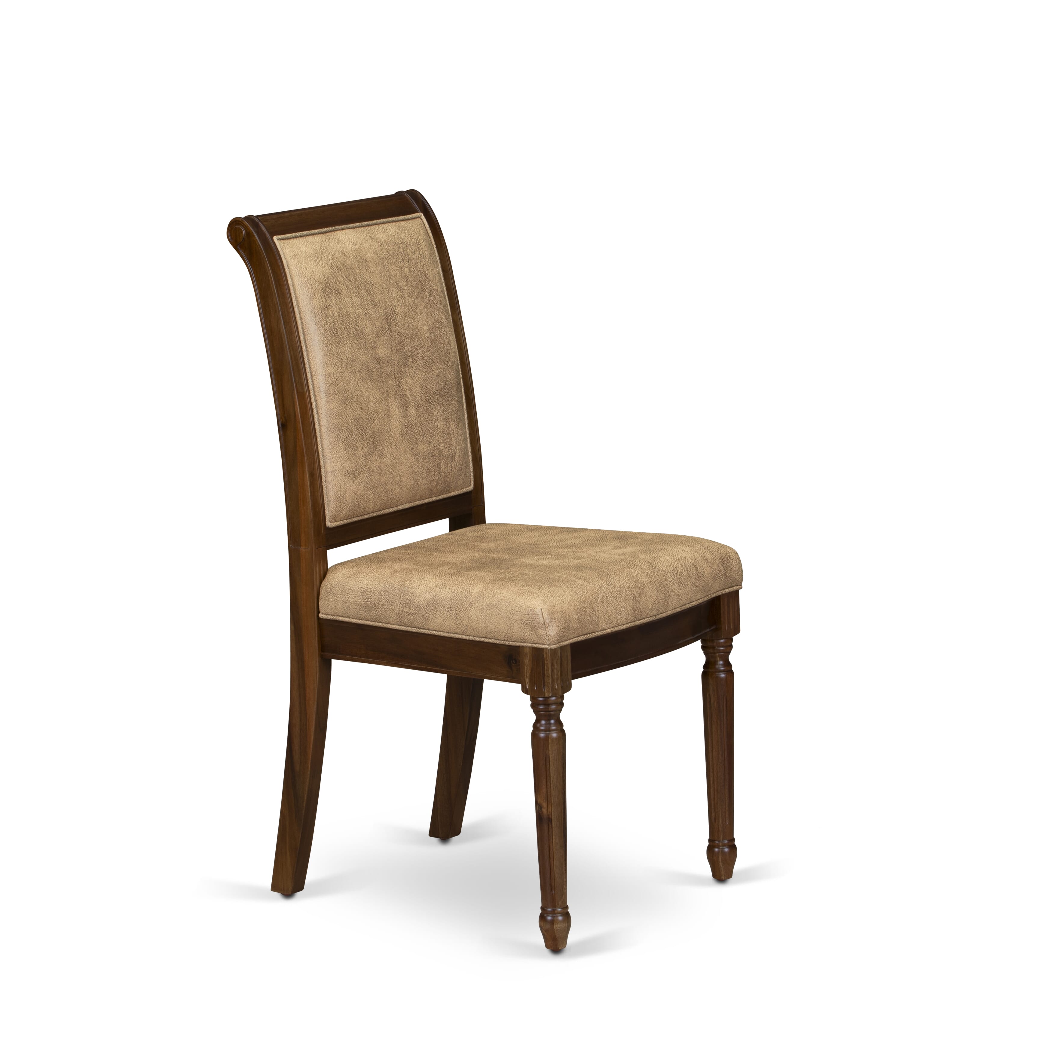 Luxe by East West Furniture NKCY7-AWA-28 7-piece Kitchen Table Set consists of a Modern Dining Table and 6 Beige PU Leather Dinner Chairs with High Back - Antique Walnut Finish