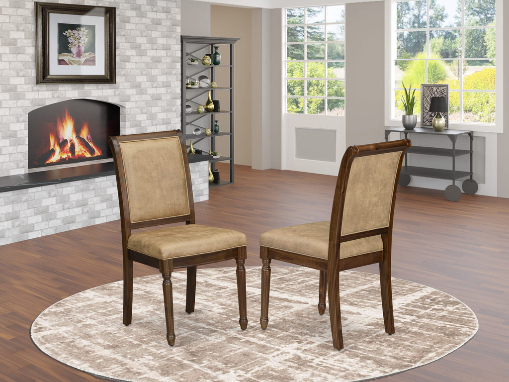 Luxe by East West Furniture LKCY9-AWA-28 9-piece Kitchen Table Set includes a Dining Table and 8 Beige PU Leather Dinner Chairs with High Back - Antique Walnut Finish
