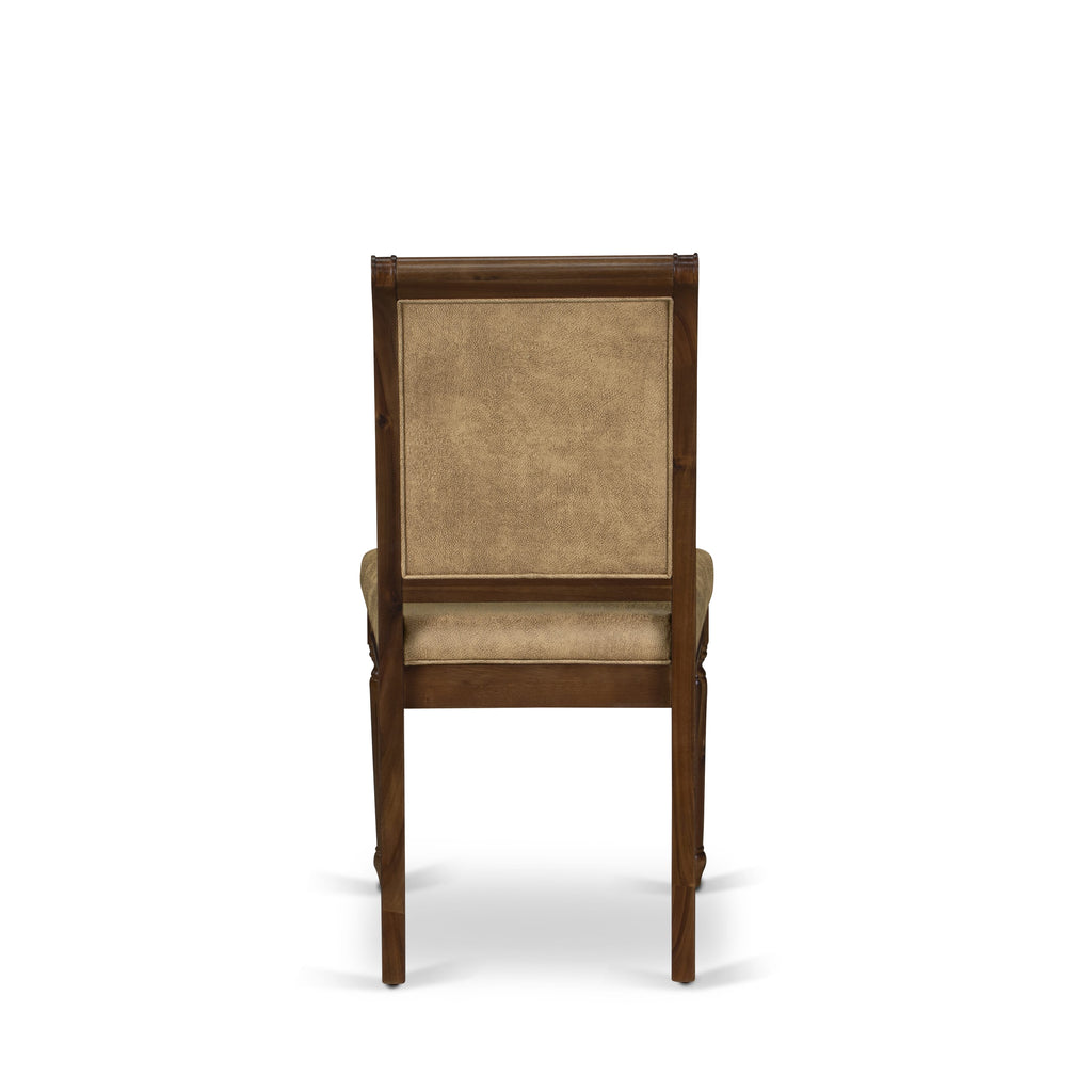 Luxe by East West Furniture LKCY7-AWA-28 7-piece Kitchen Table Set consists of a Dining Table and 6 Beige PU Leather Dinner Chairs with High Back - Antique Walnut Finish