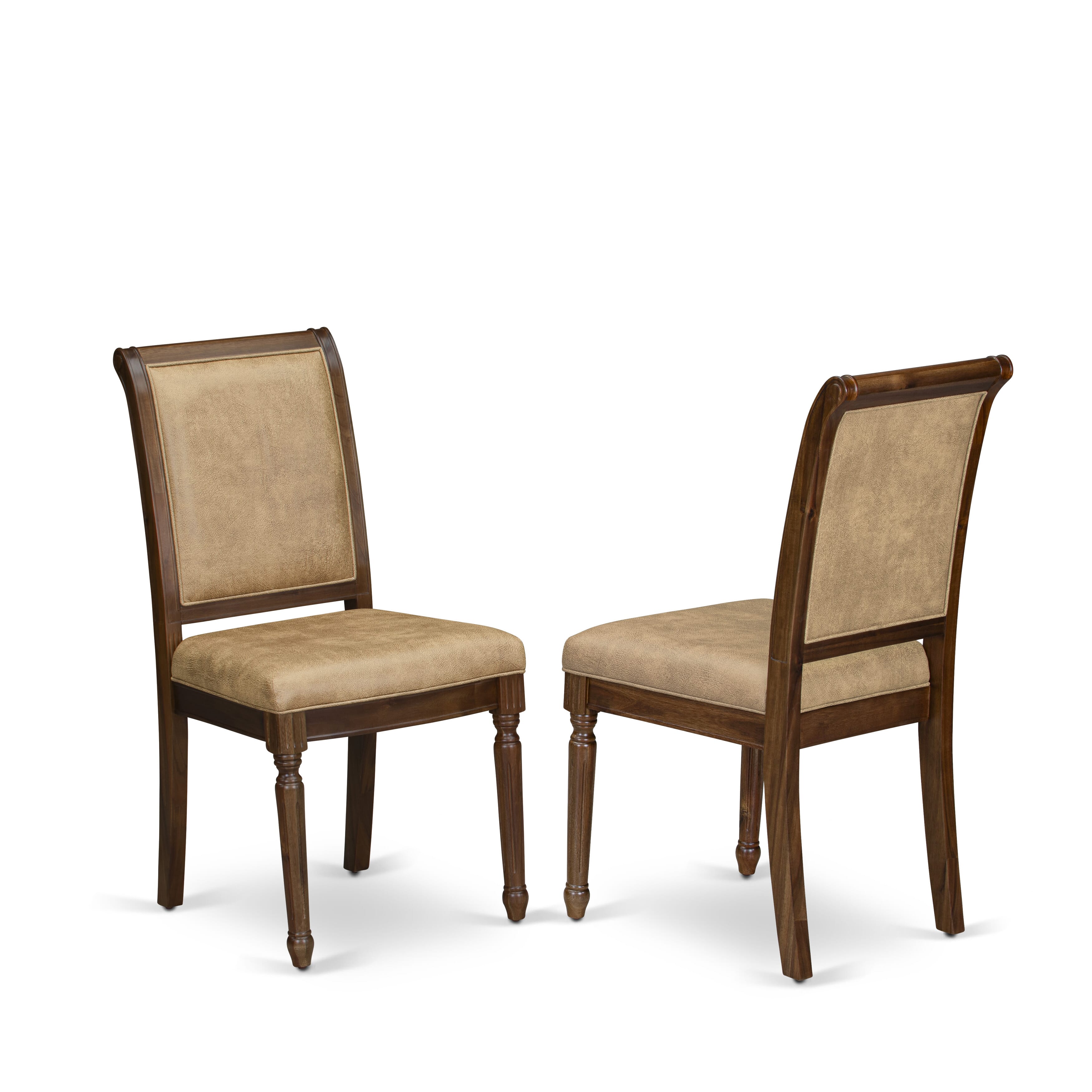 Luxe by East West Furniture NKCY9-AWA-28 9-piece Dining Table Set includes a Kitchen Table and 8 Beige PU Leather Dining Room Chairs with High Back - Antique Walnut Finish