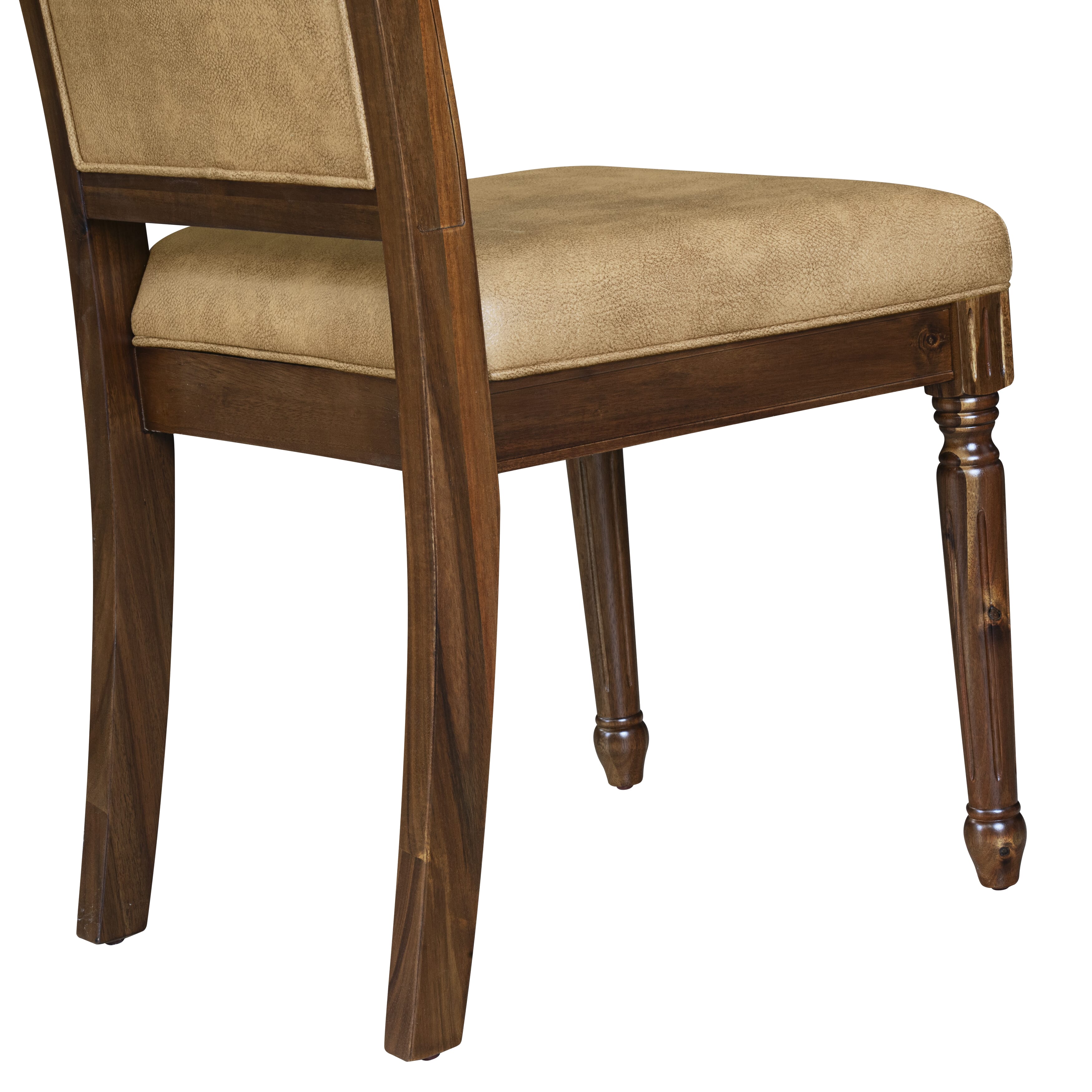 Luxe by East West Furniture LECY7-AWA-28 7-piece Dining Table Set includes a Kitchen Table and 6 Beige PU Leather Dinner Chairs with High Back - Antique Walnut Finish