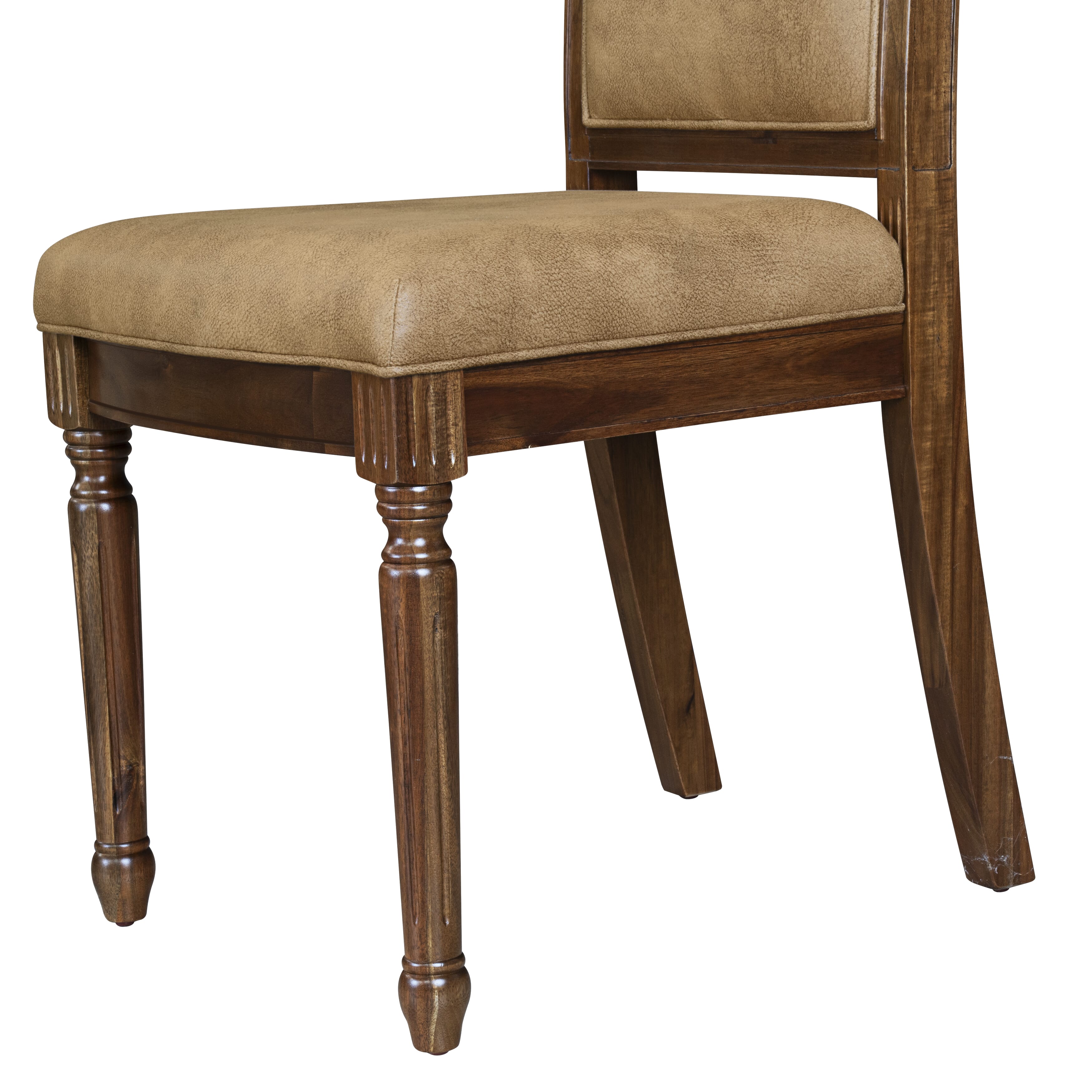 Luxe by East West Furniture NKCY5-AWA-28 5-piece Dining Table Set includes a Kitchen Table and 4 Beige PU Leather Modern Dining Chairs with High Back - Antique Walnut Finish