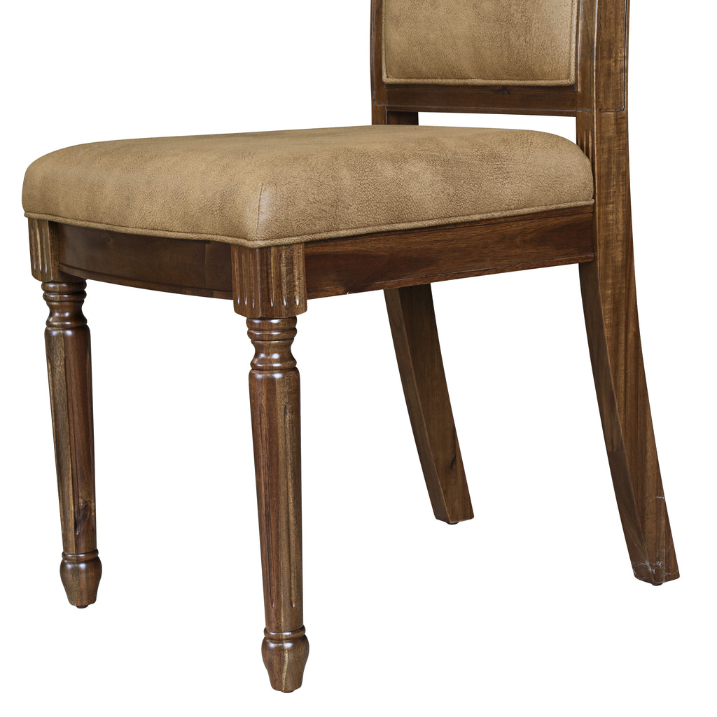 Luxe by East West Furniture LKCY5-AWA-28 5-piece Kitchen Table Set includes a Dining Table and 4 Beige PU Leather Dining Room Chairs with High Back - Antique Walnut Finish