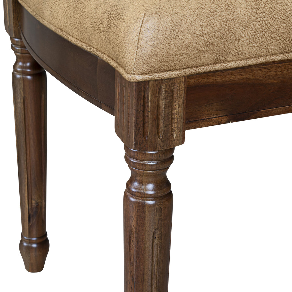 Luxe by East West Furniture LKCY7-AWA-28 7-piece Kitchen Table Set consists of a Dining Table and 6 Beige PU Leather Dinner Chairs with High Back - Antique Walnut Finish