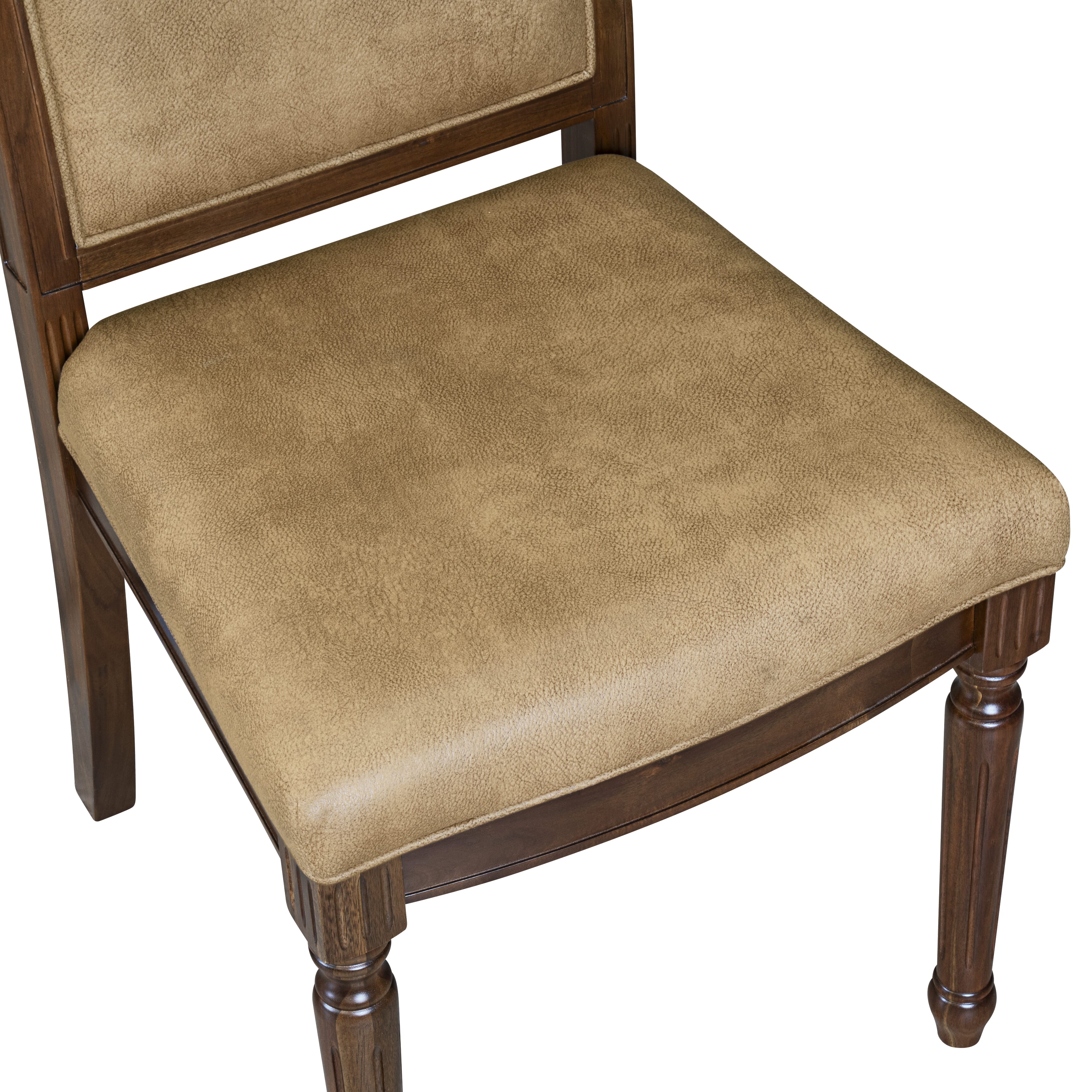 Luxe by East West Furniture NECY7-AWA-28 7-piece Kitchen Table Set includes a Modern Dining Table and 6 Beige PU Leather Dinner Chairs with High Back - Antique Walnut Finish