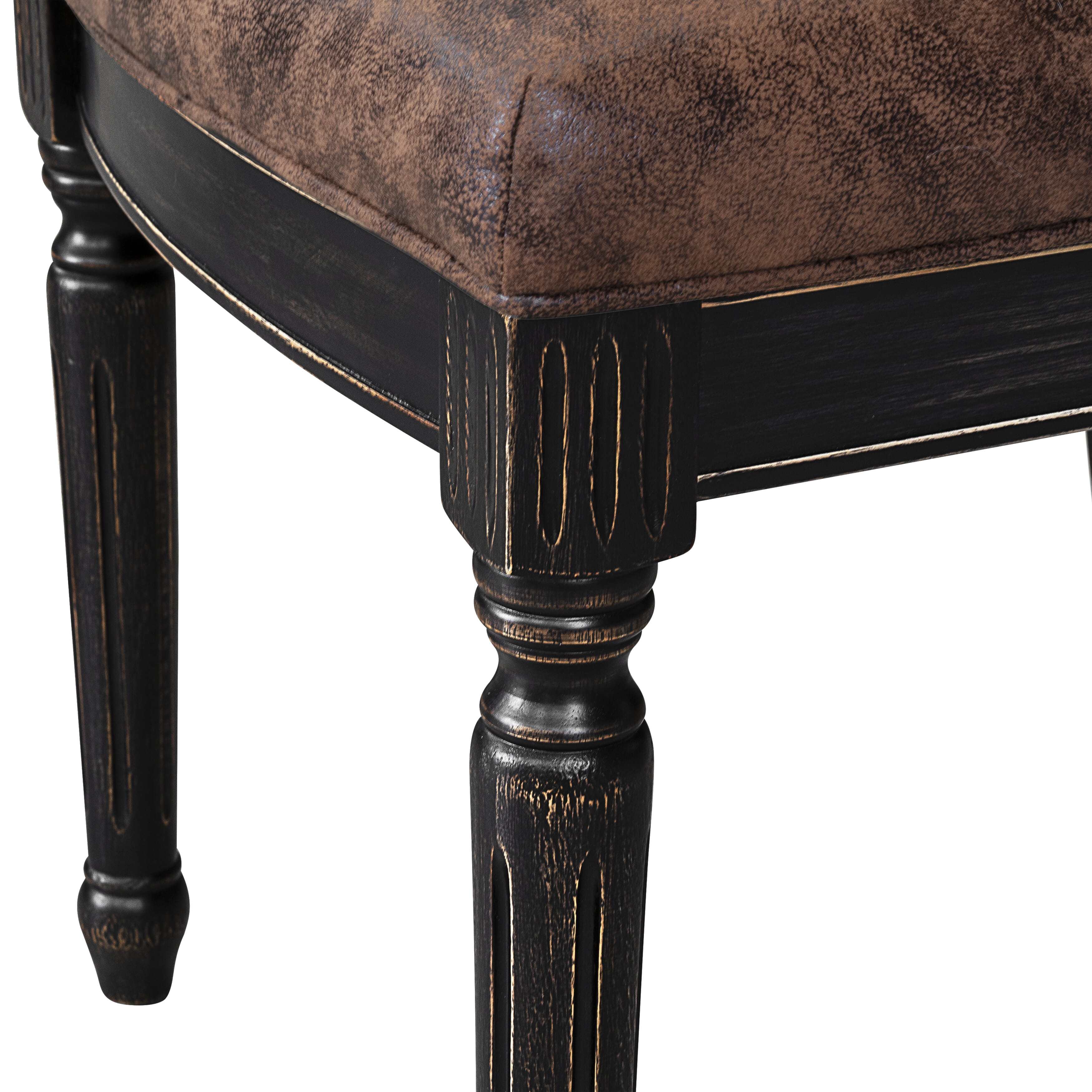 Luxe by East West Furniture NKCY9-SBB-33 9-piece Kitchen Table Set includes a Modern Dining Table and 8 Brown Textured PU Leather Dinner Chairs with High Back - Sand Blasting Black Finish