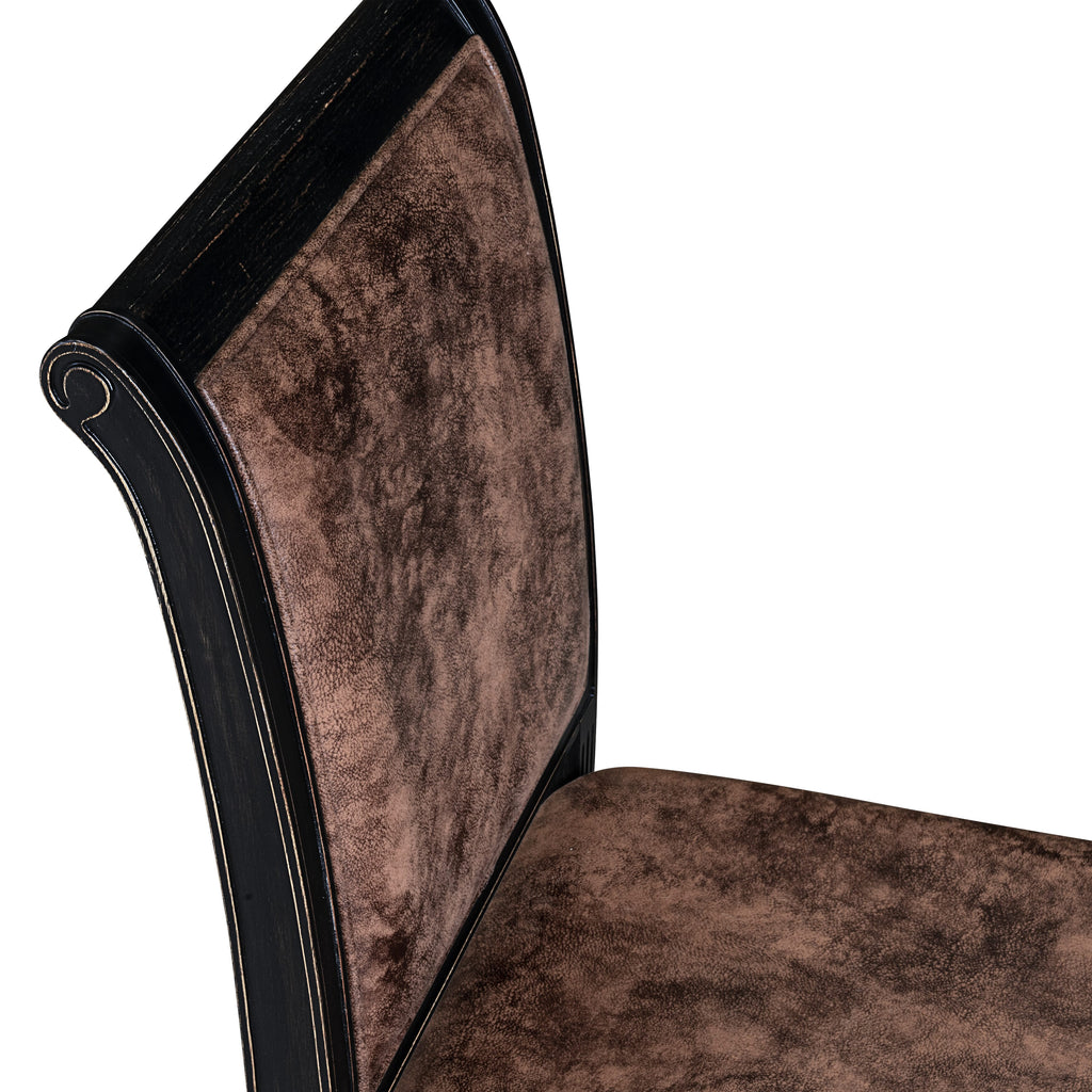 Luxe by East West Furniture - CYC-SBB-33 - Mid Century Dining Room Chairs with Brown PU Leather Upholstered Chairs, set of 2, Sand Blasted Black Finish