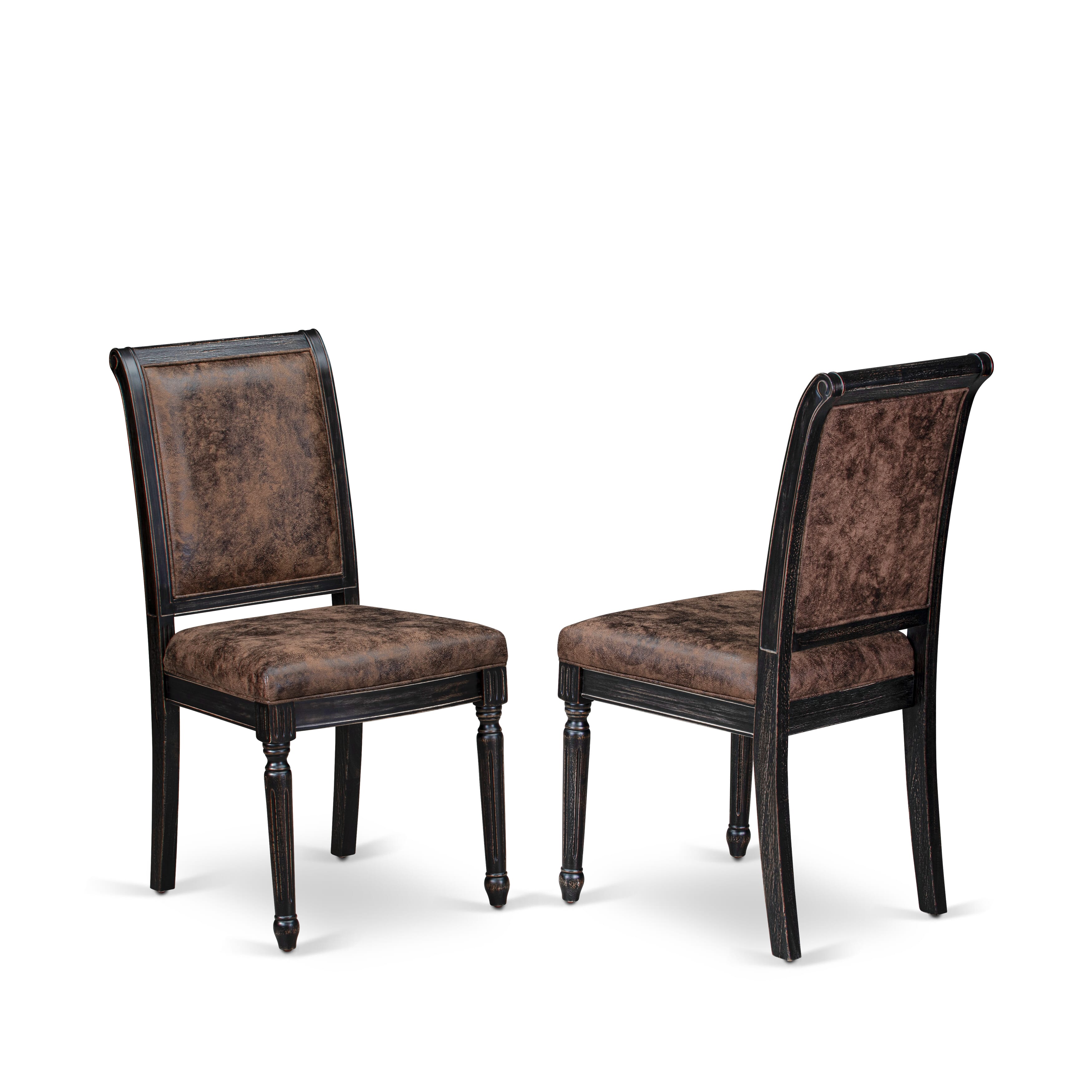 Luxy by East West Furniture - CYC-SBB-33 - Mid Century Dining Room Chairs with Button Tufted Light Beige PU Leather Upholstered Chairs, set of 2, Sand Blasted Black Finish