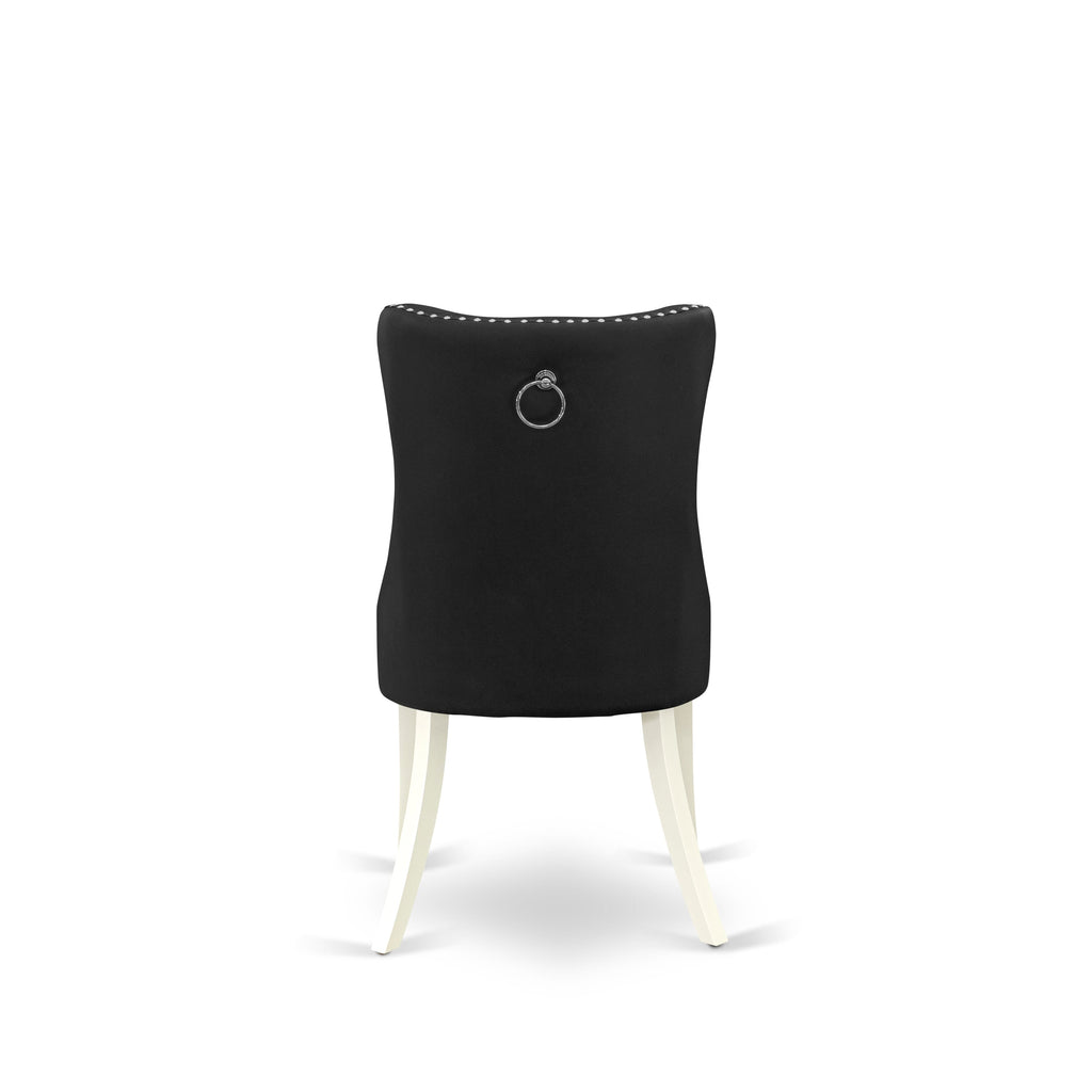 East West Furniture ANDA5-LWH-12 5 Piece Kitchen Table & Chairs Set Contains a Round Dining Table with Pedestal and 4 Upholstered Parson Chairs