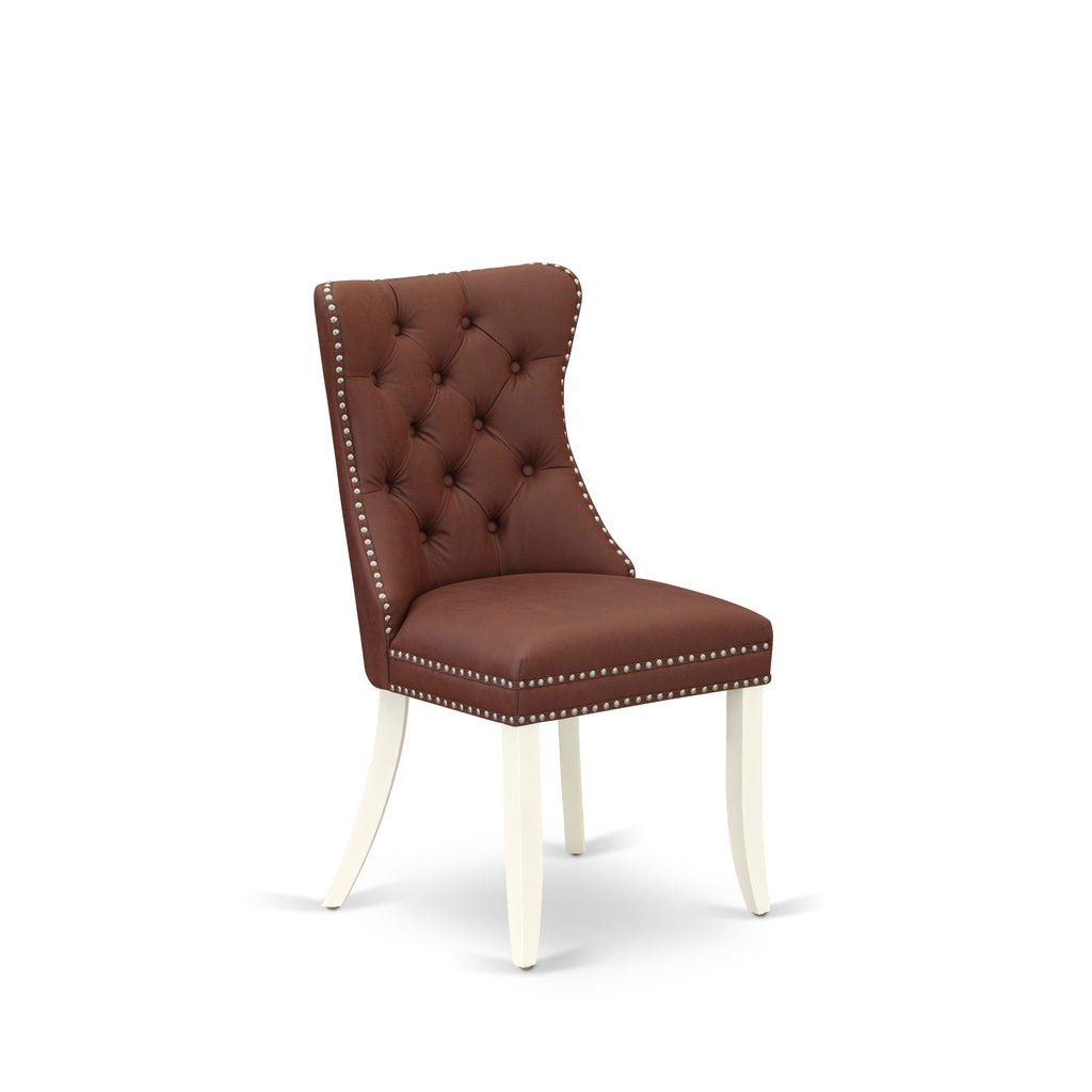 Juego de mesa de comedor de 3 piezas East West Furniture ANDA3-LWH-26 para espacios pequeños. Incluye una mesa de comedor redonda con pedestal y 2 sillas tapizadas.
